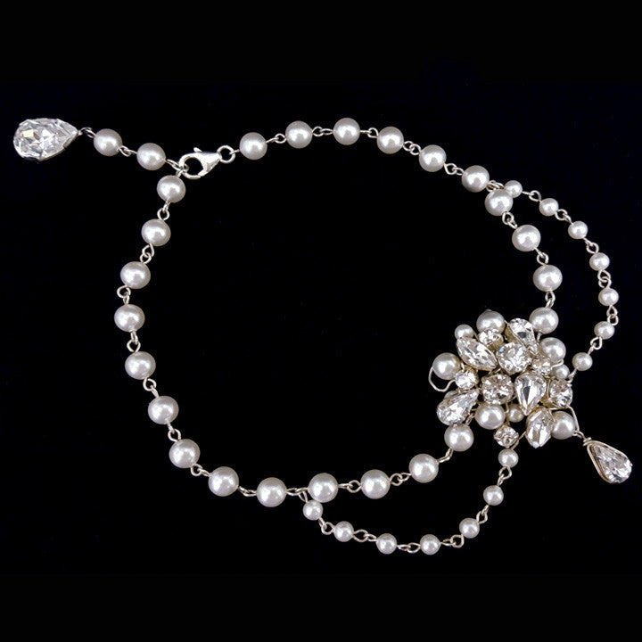 Elegant Kezani Pearl Wedding Armband - Pretty Eloise Pearl Drape Bridal Jewelry for Weddings, Prom & Special Occasions