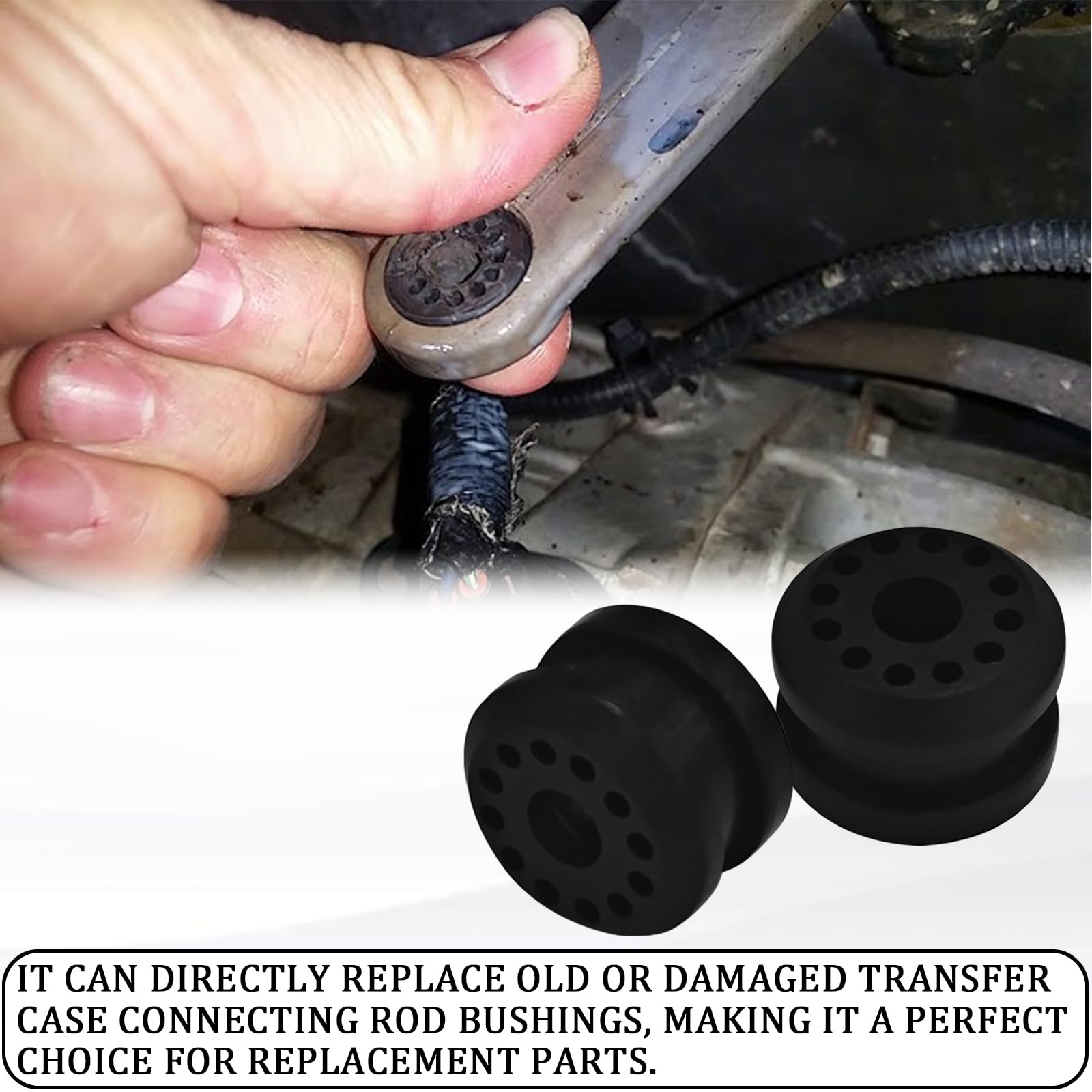 2PCS Transfer Case Shift Linkage Bushing Kit with 2 E-Clips - OEM#68078974AA 68078975AA Replacement for Dodge Ram 1500 2500 3500 - Fix Loose Shifting & Improve Gear Performance for Off-Road & Towing