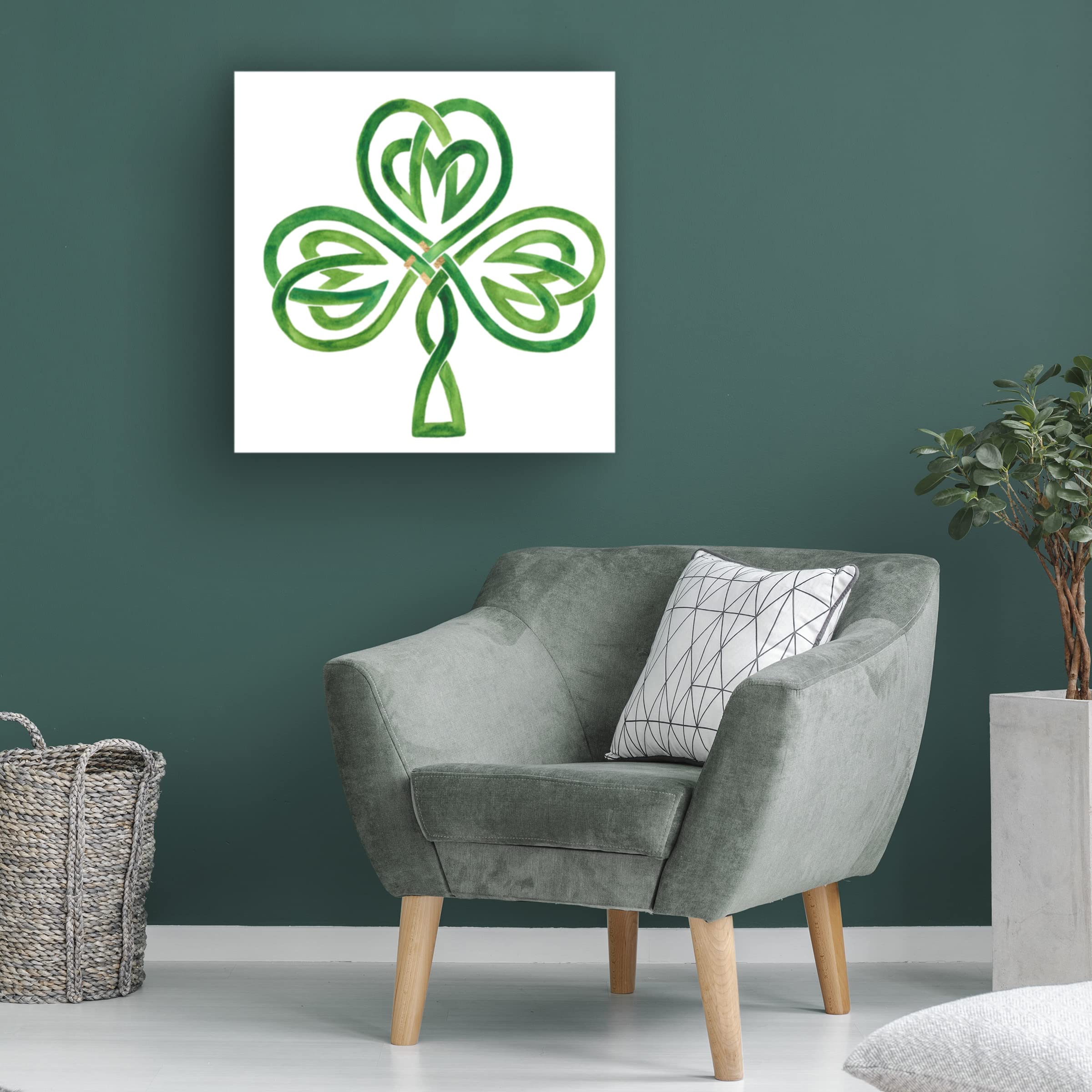 Victoria Borges 'Gilded Shamrock III' Canvas Wall Art Print - Irish Decor, Home & Office Wall Decor, Perfect for St. Patrick's Day Gifts & Celtic-Themed Interiors