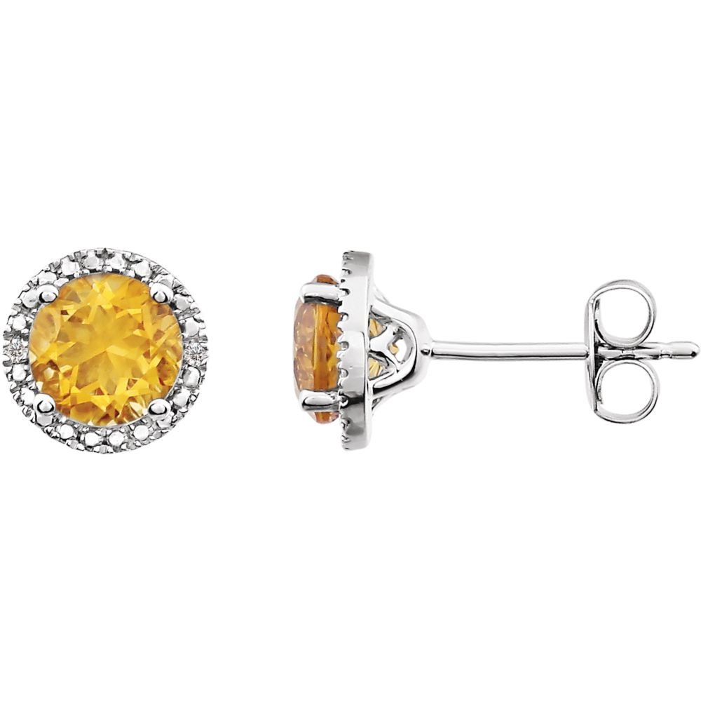 925 Sterling Silver Citrine & Diamond Earrings for Women - Elegant Dainty Jewelry Gift for Birthday, Anniversary & Special Occasions