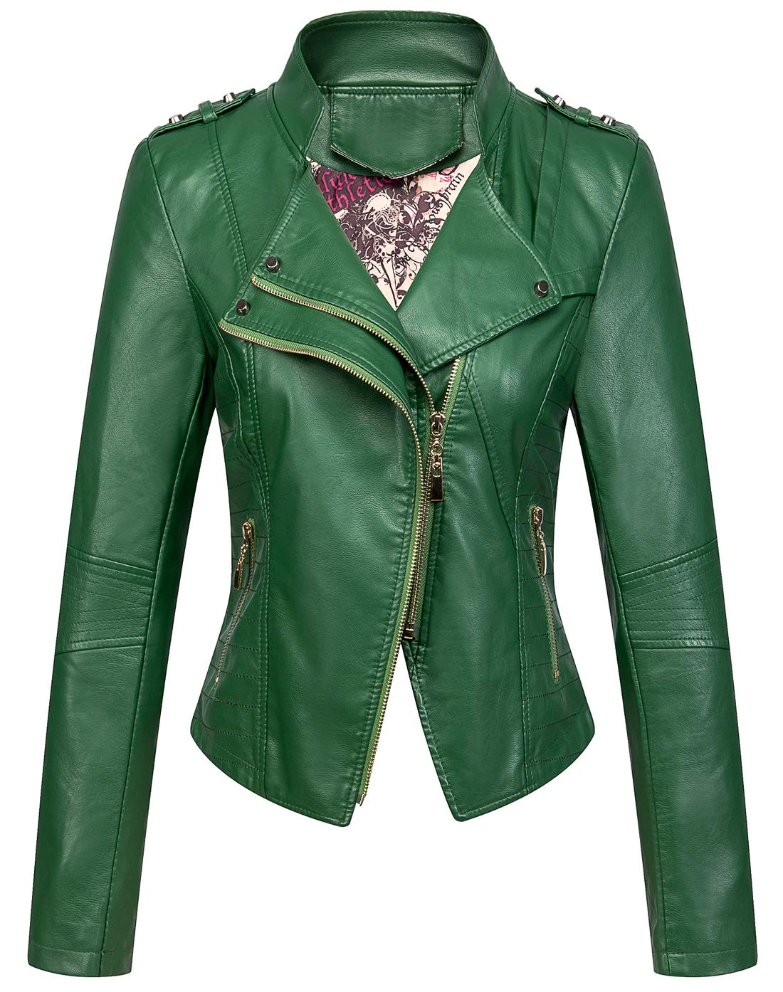 Women's Candy Color Asymmetric Zip Faux Leather Cropped Moto Jacket - Stylish Slim Fit Biker Jacket for Casual Outings & Night Out