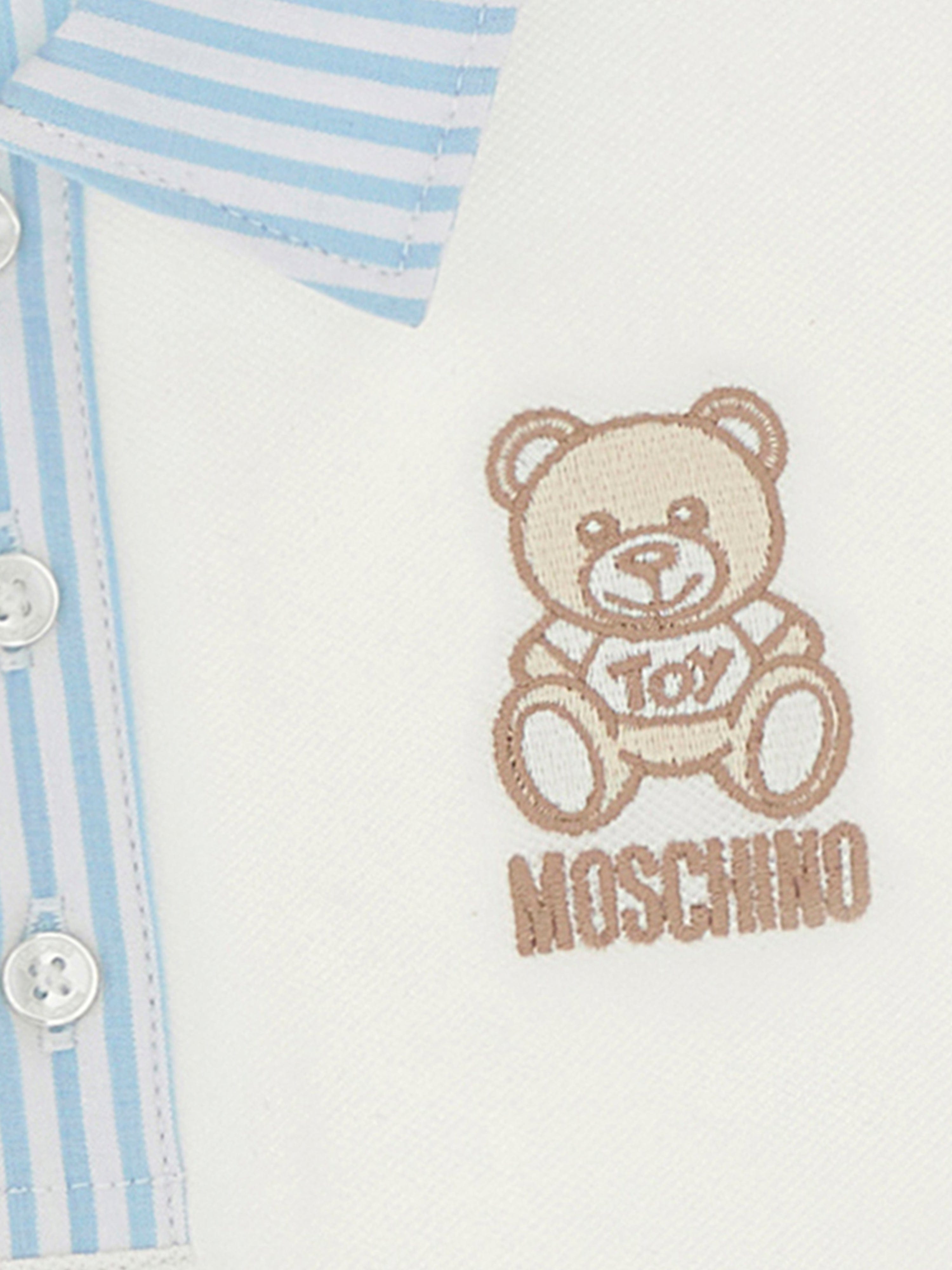 Baby Boys Ivory Teddy Bear Polo Shirt - Soft Cotton Short Sleeve Top for Toddlers | Perfect for Playdates, Birthday Parties & Family Photos