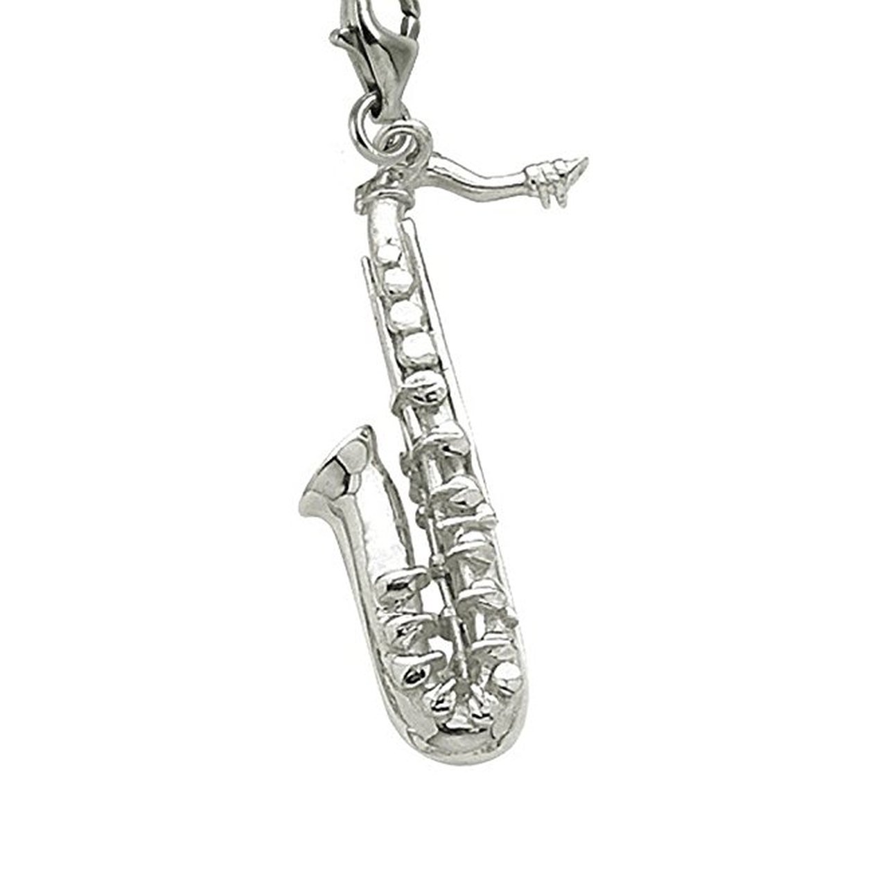 Saxophone Charm Pendant with Lobster Claw Clasp - Musical Instrument Jewelry for Bracelets & Necklaces - Perfect for Musicians, Music Lovers & Saxophone Players