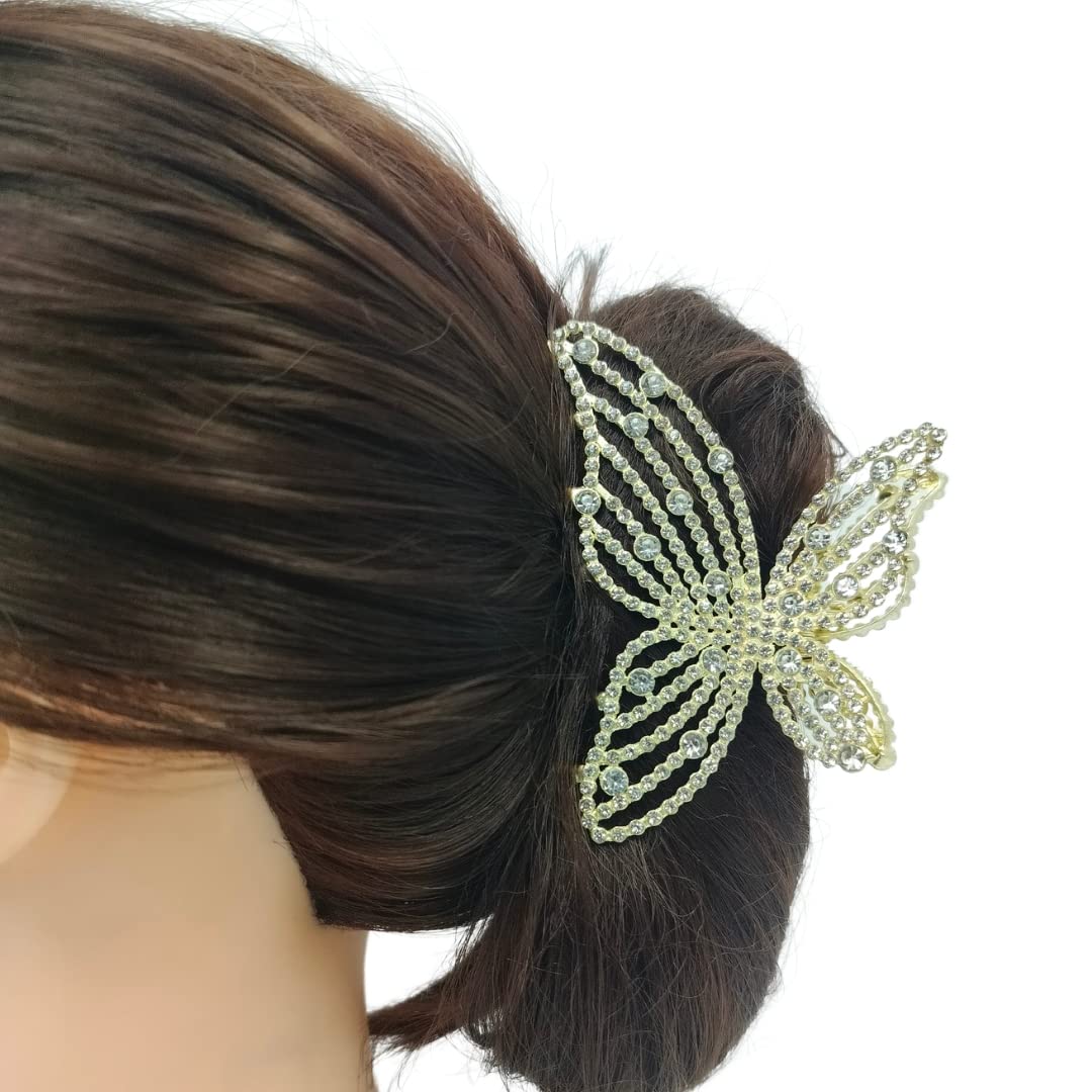 Korean Stylish Rhinestone Big Butterfly Hair Clips for Women & Girls - Elegant Hair Accessories (Pack of 1) | Perfect for Parties, Weddings & Daily Fashion