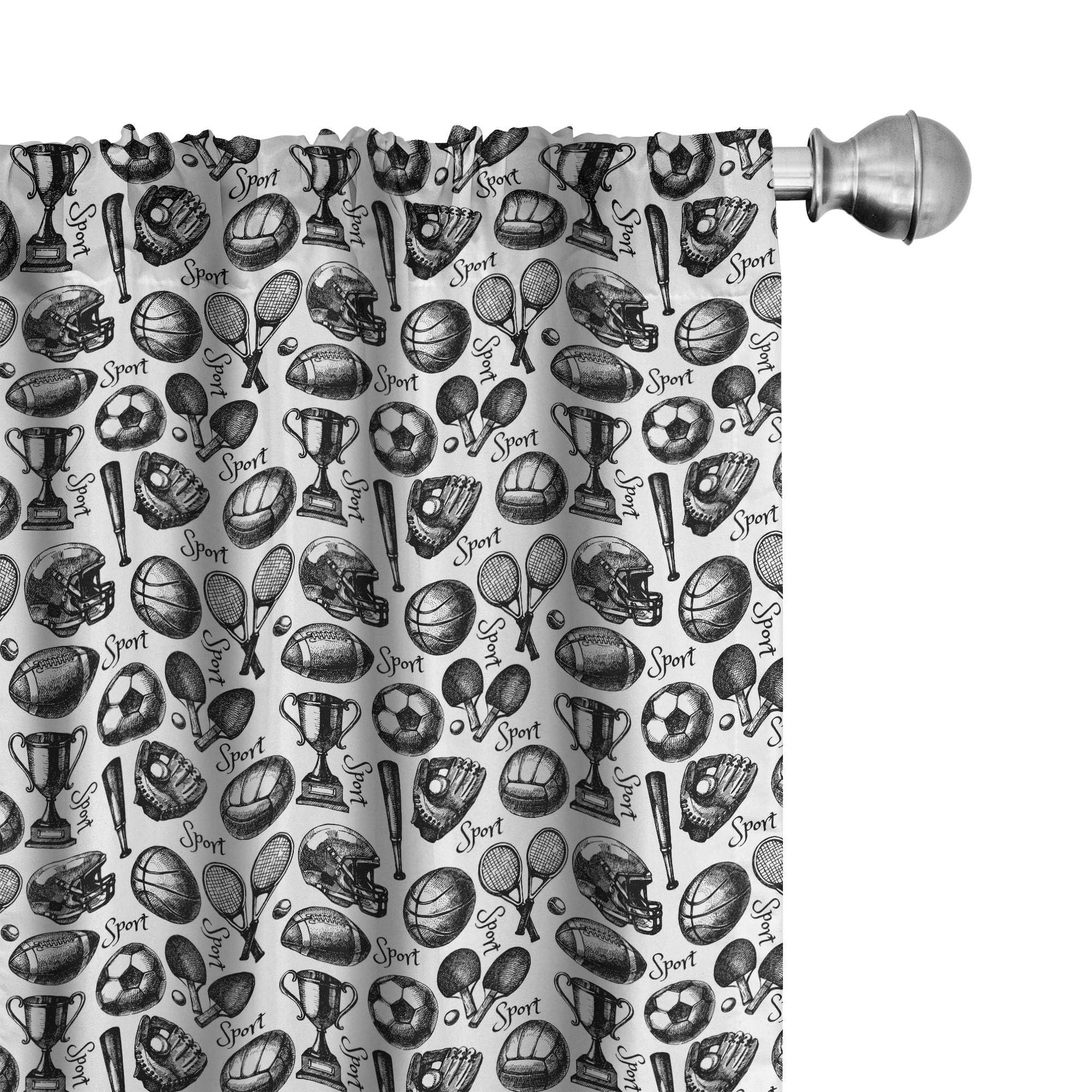 Sketch Art Sport Pattern Window Curtains - 2-Panel Set with Rod Pocket, 28