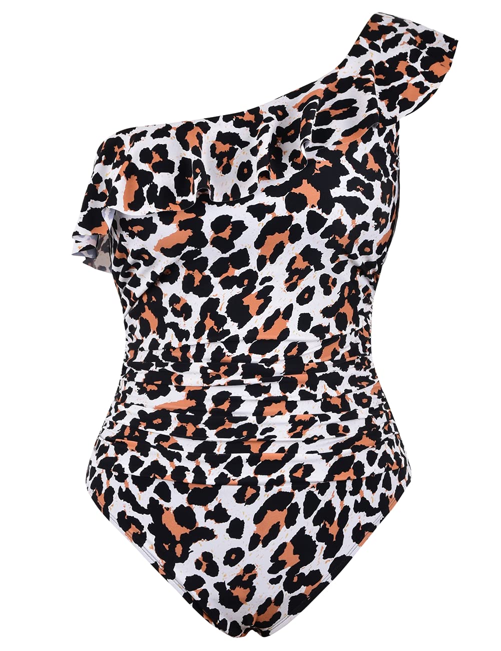 Hilor Women's One Shoulder Asymmetric Ruffle Monokini Swimsuit - Sexy One Piece Bathing Suit for Beach, Pool & Vacation