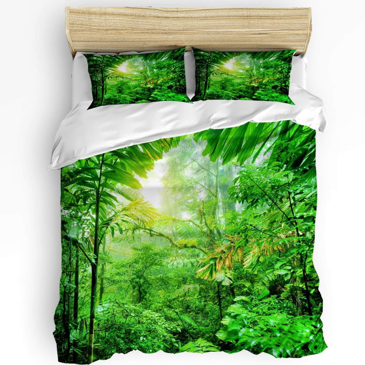 Adorable 3-Piece Tropical Rainforest Bedding Set for Kids - Duvet Cover & 2 Pillowcases | Jungle Themed Bedroom Decor for Boys & Girls | Soft & Breathable Comforter Set for Cozy Sleep & Nursery Room Decor