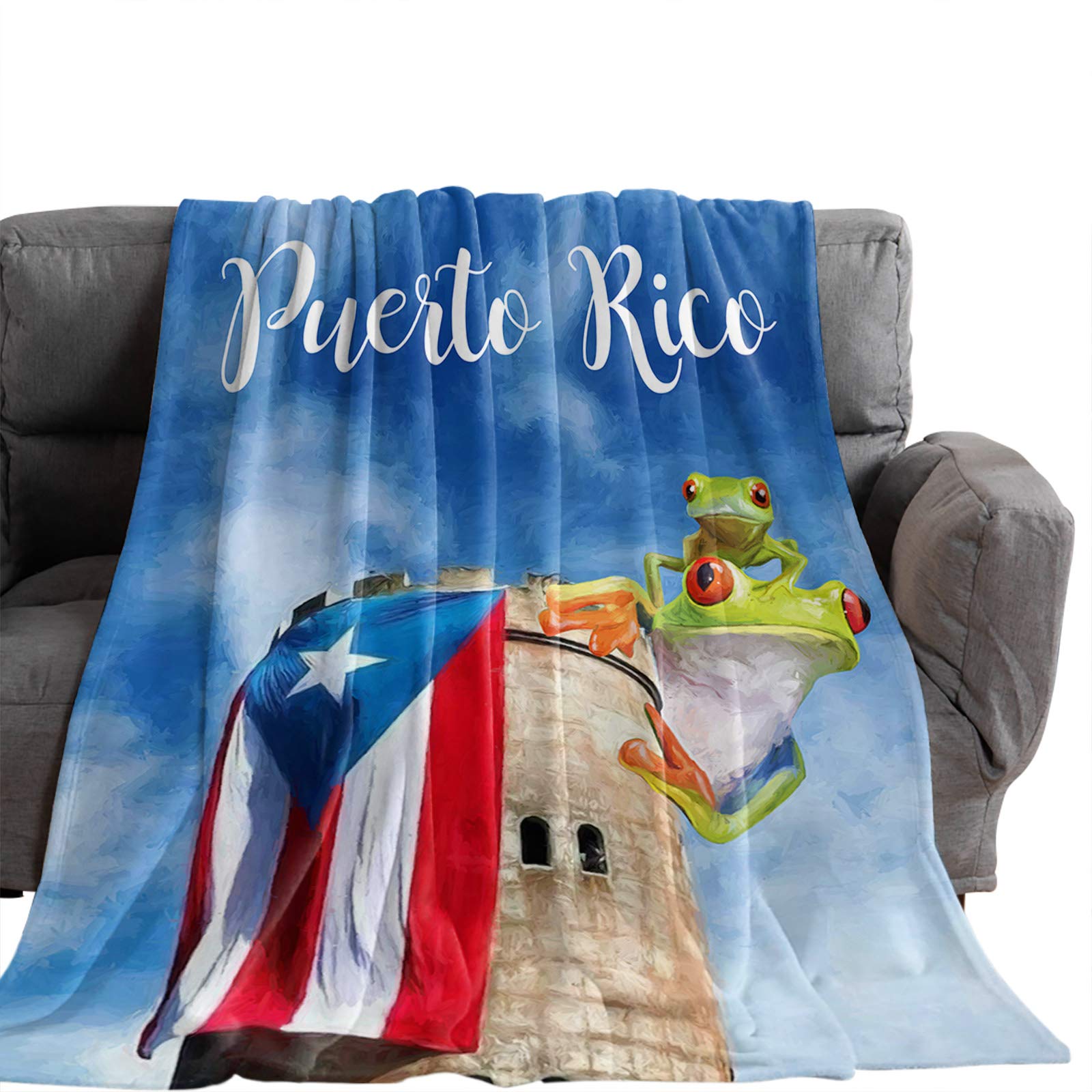 Puerto Rico Flag Throw Blanket - Soft Flannel Fleece & Cozy Microfiber - 40x50 Inch Warm Blanket for Bed, Couch, Chair - Perfect for Living Room Decor, Camping & Gifts