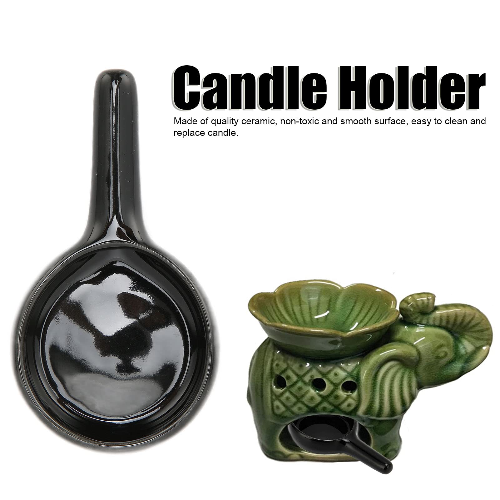 Ceramic Candle Spoon Tray Holder - Black Tealight Candle Holders for Home Decor, Bedroom, Wax Warmer & Incense | Elegant Tea Light Holders for Romantic Ambiance, Spa Relaxation & Dinner Parties