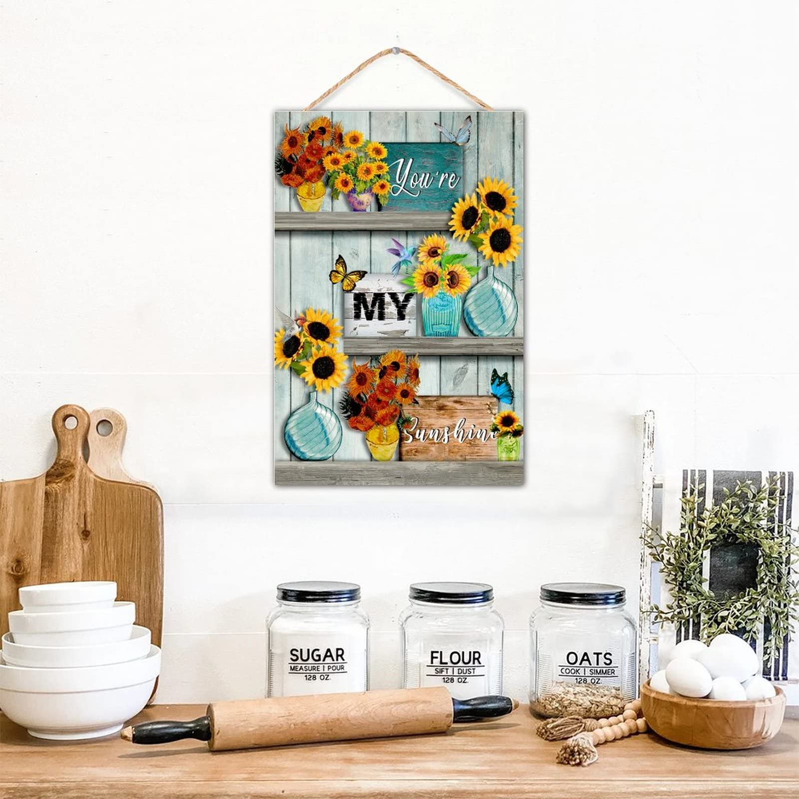 You Are My Sunshine Sunflower Rustic Wood Wall Sign - 8x12 Inch Farmhouse Decor for Nursery, Bedroom, Living Room - Perfect for Home, Wedding & Gift Giving