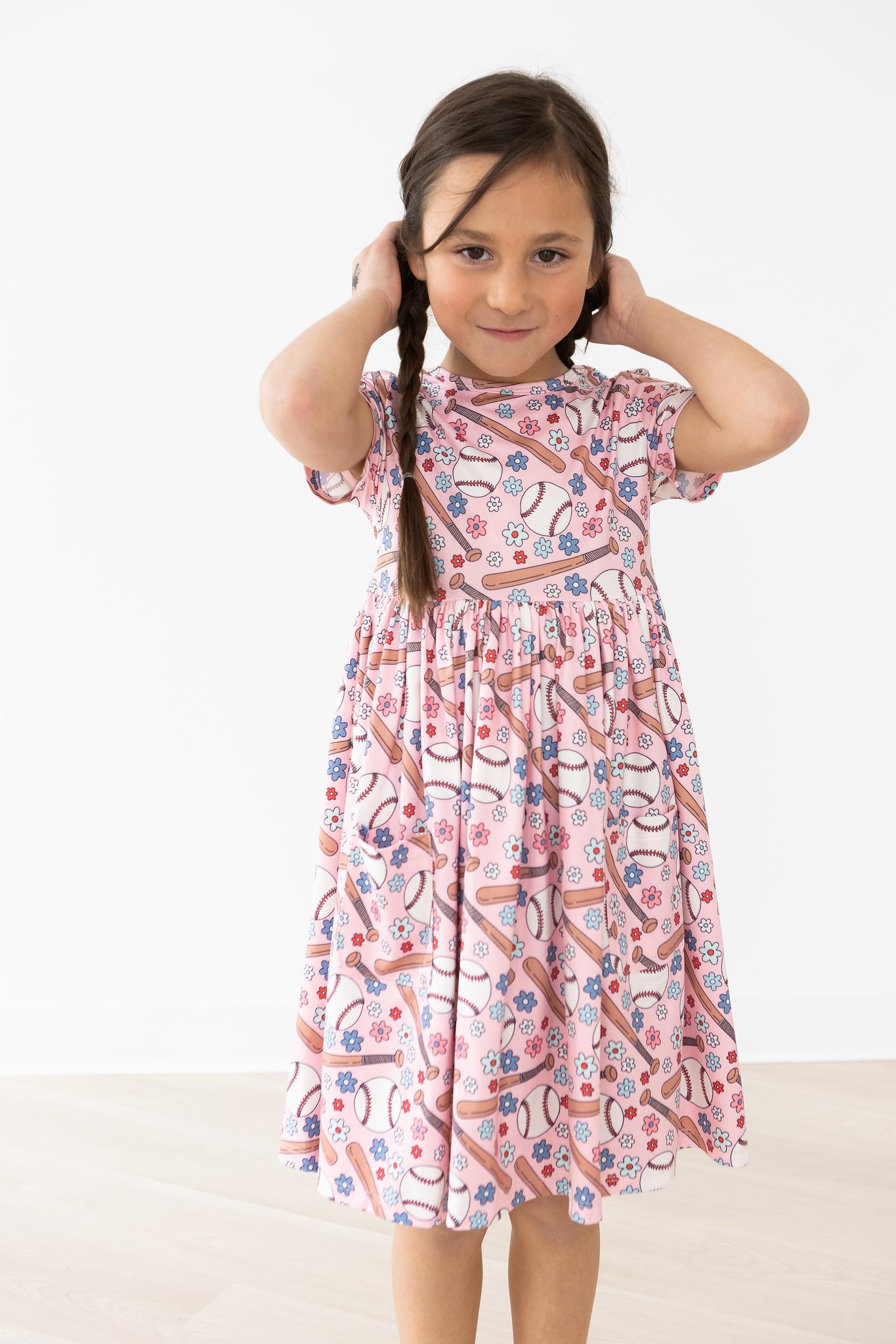 Batter Up Short Sleeve Pocket Twirl Dress - Summer Casual Flowy Swing Dress for Women, Perfect for Picnics, Dates & Outdoor Events