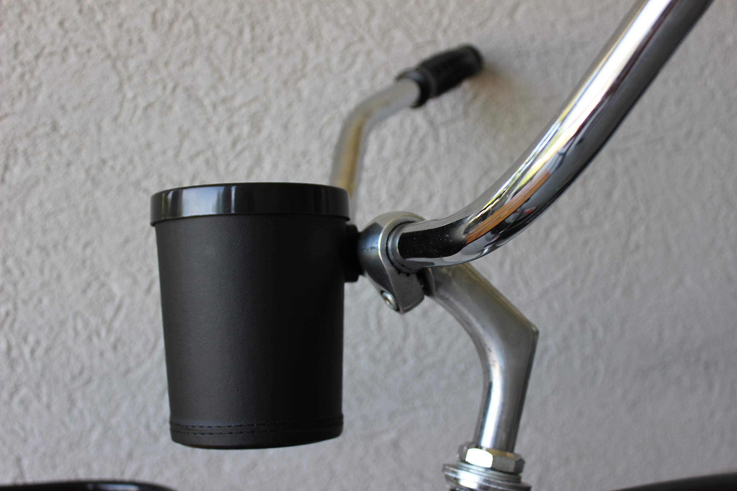 Black Bike Cup Holder for Beach Cruiser & Commuter Bicycles - Universal Handlebar Mount - Perfect for Coffee, Water Bottles & Drinks on Rides, Picnics & Outdoor Adventures