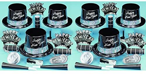 PMU New Year's Eve Party Supplies - Silver Illusion Party Decorations Kit (25-Piece Set) for NYE Celebrations, Countdown Parties & Holiday Festivities