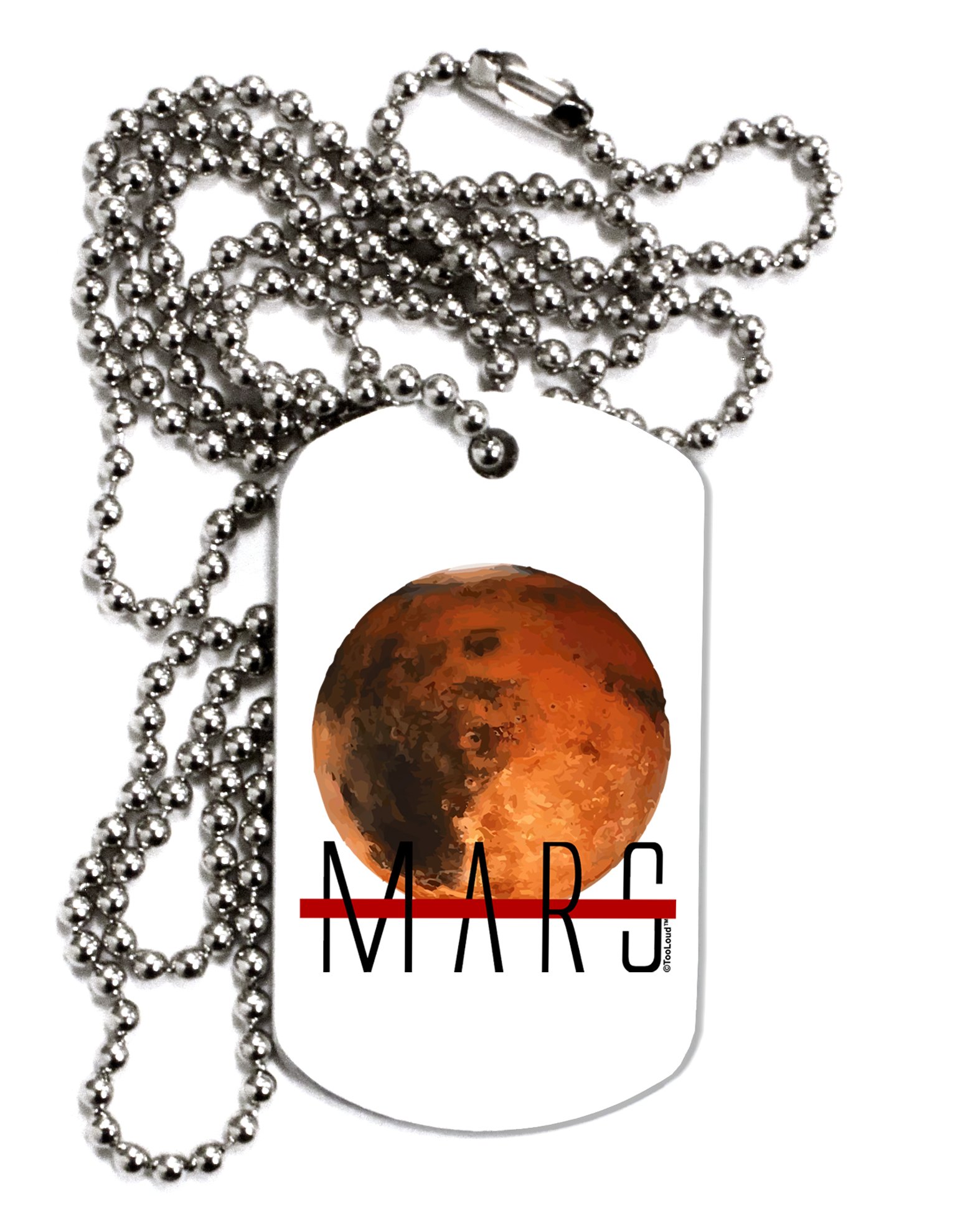 TOOLOUD Planet Mars Dog Tag Necklace for Men - Stylish Stainless Steel Chain with Engraved Pendant - Perfect for Military, Gifts & Everyday Wear