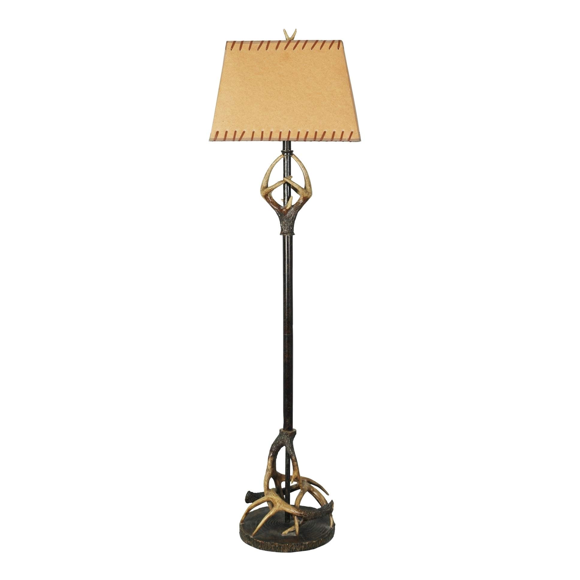 61-Inch Antler Floor Lamp - Rustic Farmhouse Brown for Living Room, Bedroom & Cabin Decor - Transitional Style Lighting Fixture