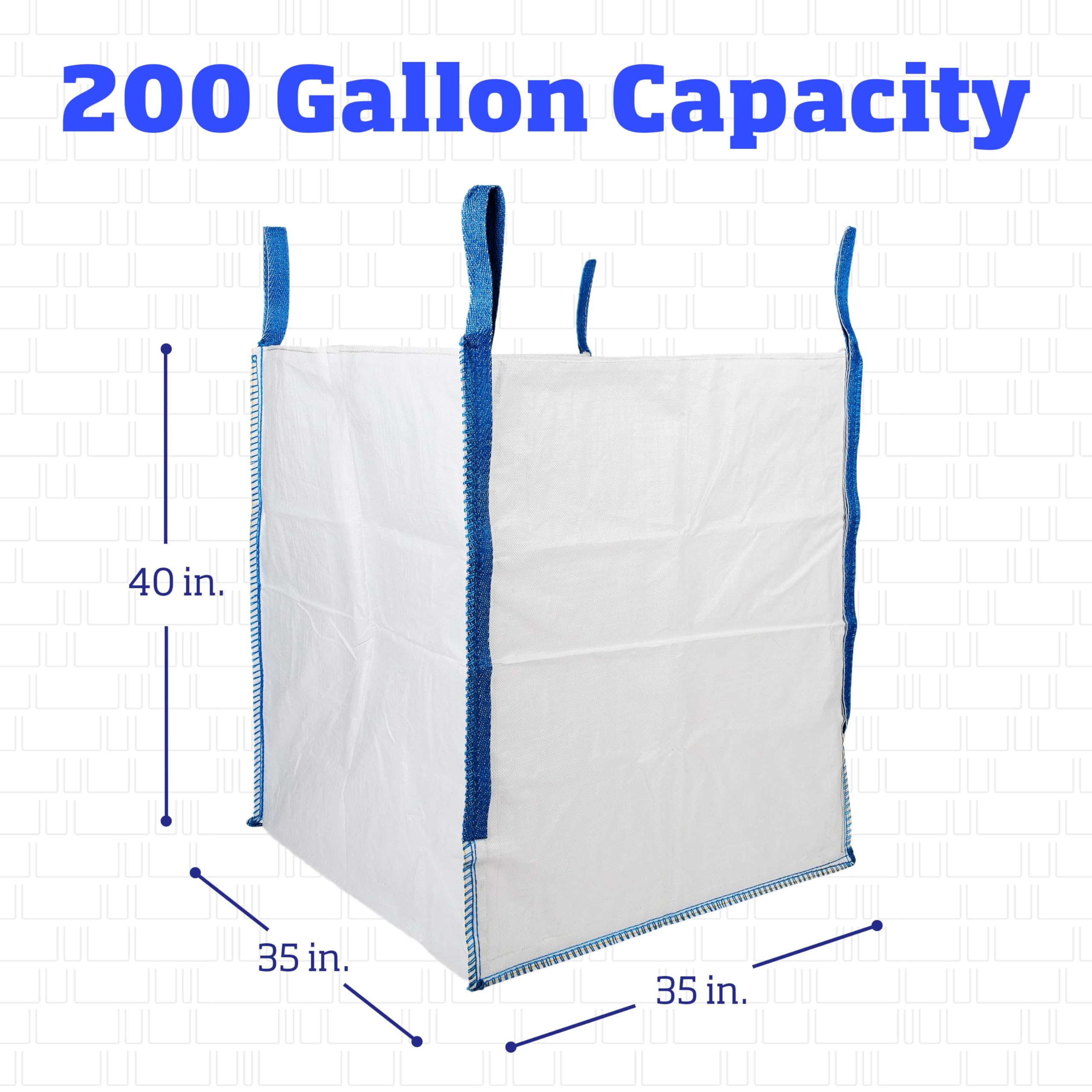 DURASACK 200-Gallon Heavy Duty Contractor Trash Bags - 10 Pack White Woven Polypropylene Demolition Debris Bags for Construction, Yard Waste & Bulk Trash - Holds 2200 lbs - Perfect for Job Sites, Home Renovations & Large Cleanup Projects