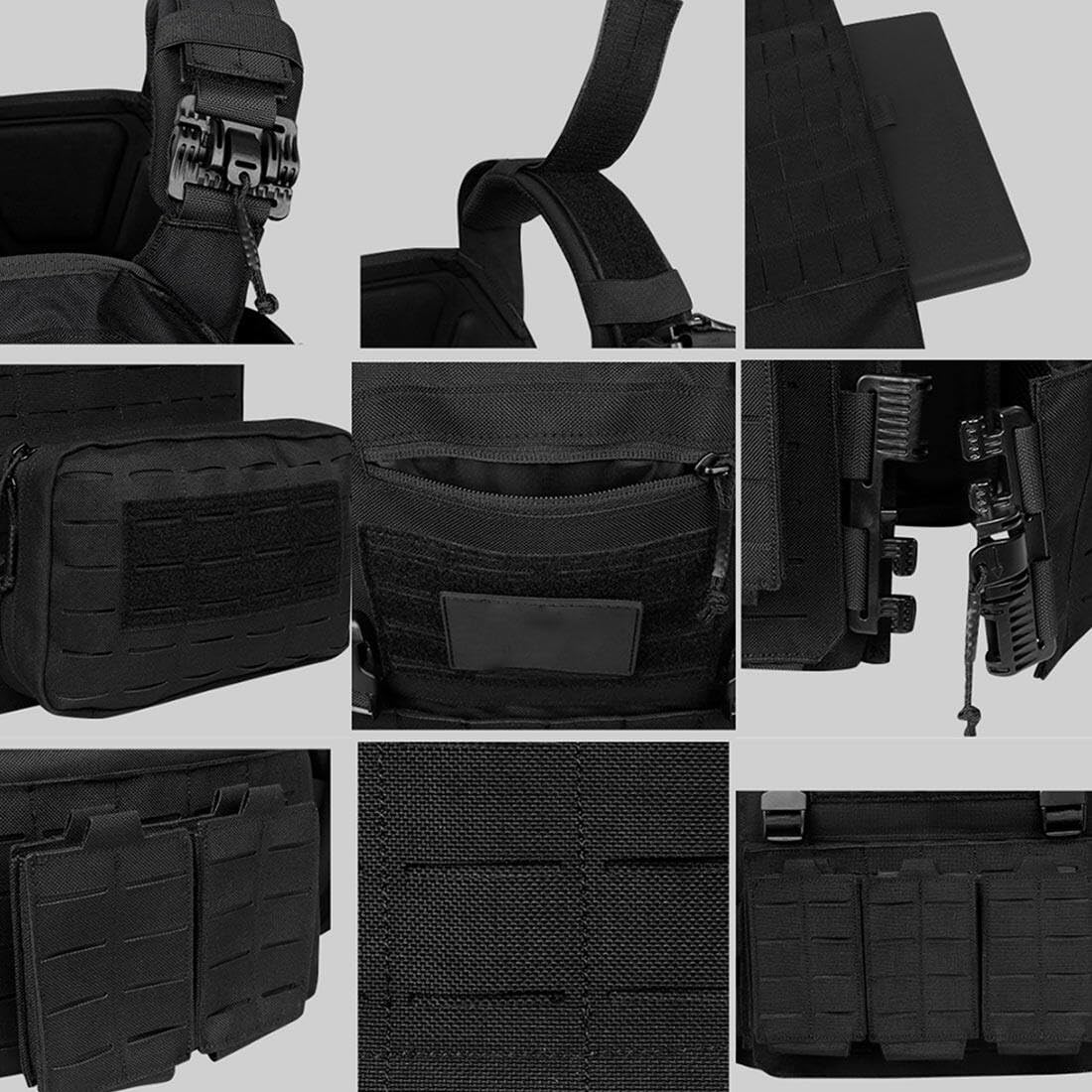 Aetheria Tactical Quick Release Vest - Adjustable Lightweight Body Armor for Men & Women, Waterproof Multi-Purpose Outdoor Training Gear for Hiking, Camping & Airsoft