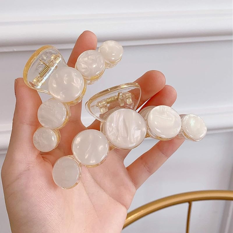 Belicia 4 Pack Large Grip Hair Claw Clips for Thin Hair - Non-Slip Hair Clips for Women & Girls, Strong Hold Jaw Clamp Barrettes (Mermaid Style) - Perfect for School, Work, Gym & Everyday Hairstyles