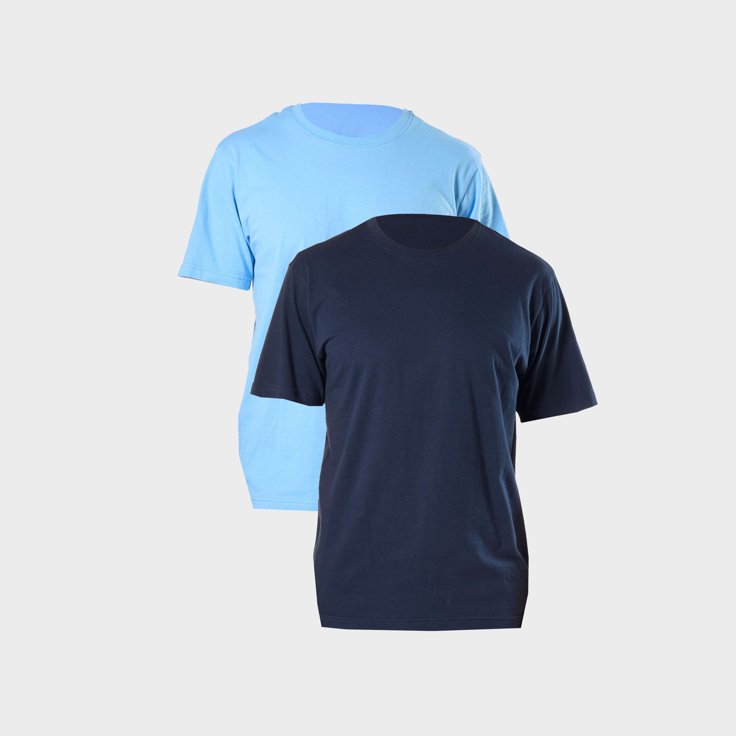 Men's Cotton Crew Neck Oversized T-Shirt 2 Pack - Blue & Navy - Casual Comfort for Everyday Wear & Street Style