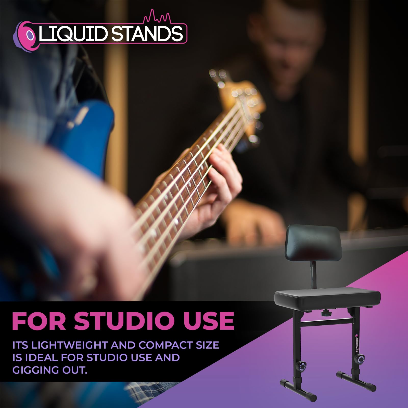 Adjustable Piano Bench with Backrest & Black Padded Cushion - Ergonomic Keyboard Stool for Musicians, Digital Piano & Keyboard Stand - Perfect for Home Studios, Music Lessons & Live Performances