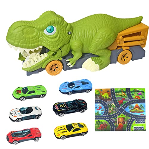 Dinosaur Truck Toy Set - 6 Alloy Car Toys with Friction Powered Dino Transport Carrier for Kids | Perfect for Imaginative Play, Birthday Gifts & Preschool Learning Activities
