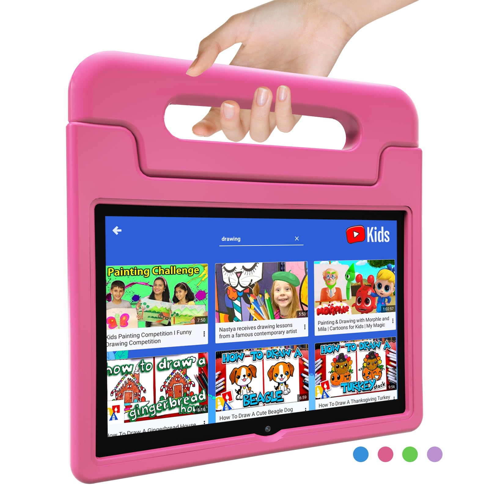 10.1 Inch Kids Tablet - Android 14, 64GB Storage, Octa-Core Processor, WiFi Enabled, Long Battery Life with Parental Controls | HD 1280x800 Display | Google Kids Space Preloaded | Perfect for Learning & Entertainment (Pink)