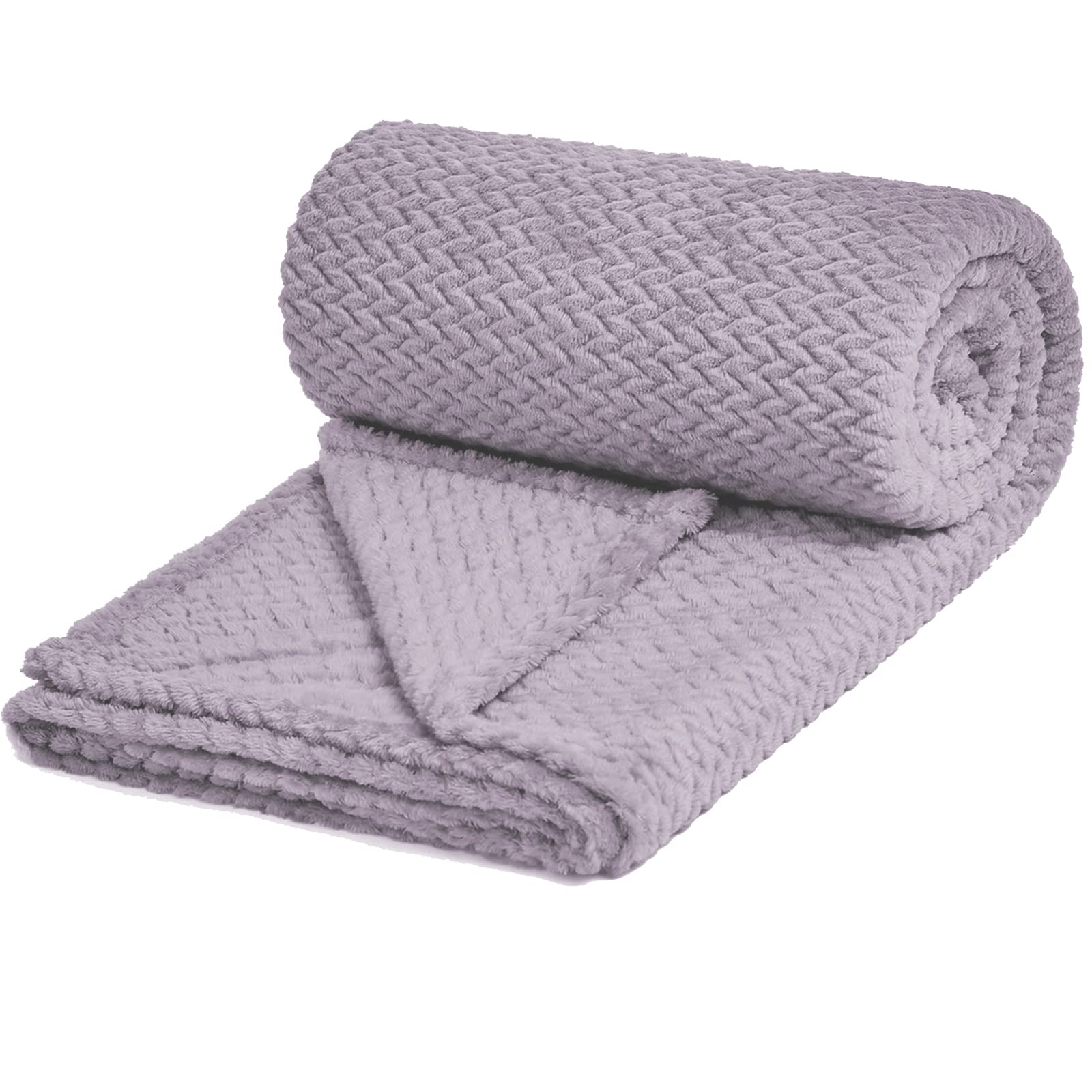 Soft Fluffy Fleece Throw Blanket - Warm Plush Fuzzy Blanket for Couch, Bed & Sofa - Light Purple Cozy Throw (50