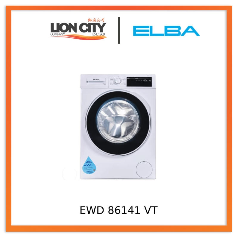 Elba EWD 86141 VT 8KG Front Load Washer Dryer Combo - Energy Efficient Laundry Solution for Apartments & Small Homes