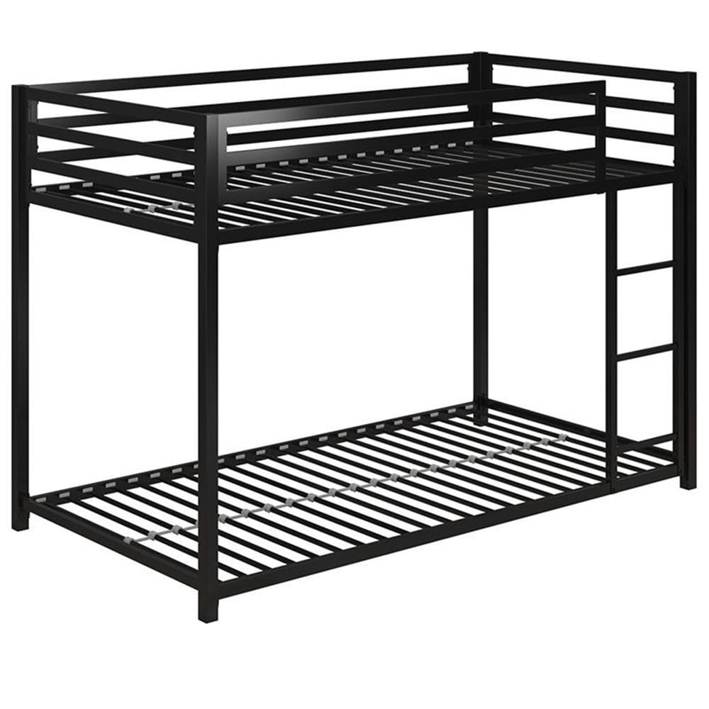 Rosebery Kids Twin Over Twin Metal Bunk Bed in Black - Space Saving Bunk Bed for Kids Room, Dormitory & Sleepovers - Sturdy & Safe Metal Frame with Guardrails
