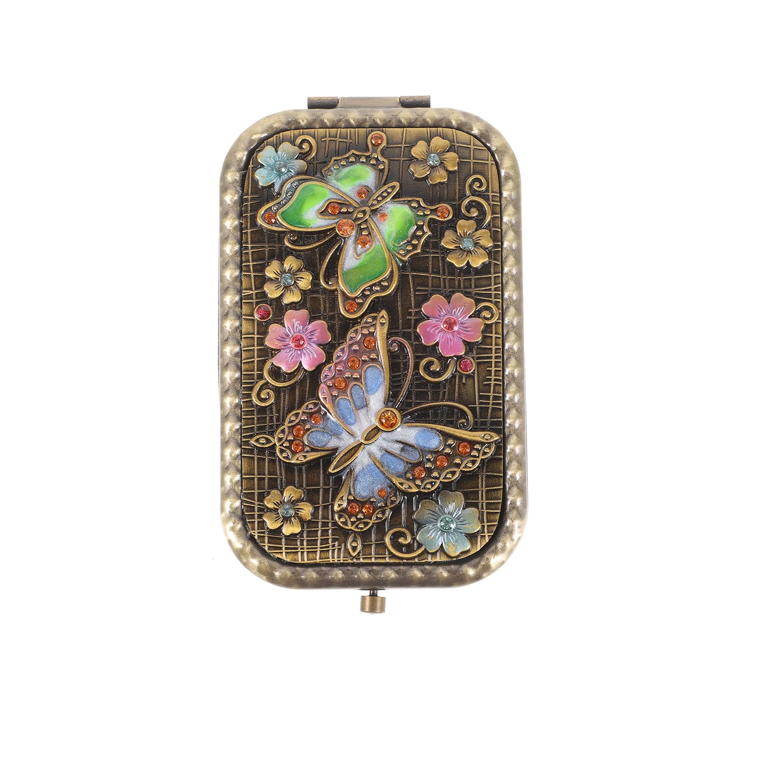 Beaupretty Folding Pocket Mirror - Retro Double Sided Small Square Makeup Mirror with Butterfly Design, Portable Hand Mirror for Travel, Purse & Makeup Touch Ups