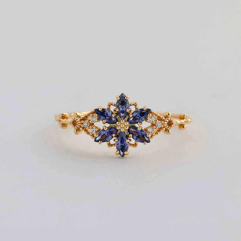 Romantic Moonstone Flower Ring in Gold – Elegant Jewelry for Women | Perfect for Weddings, Anniversaries & Special Occasions | TB2406