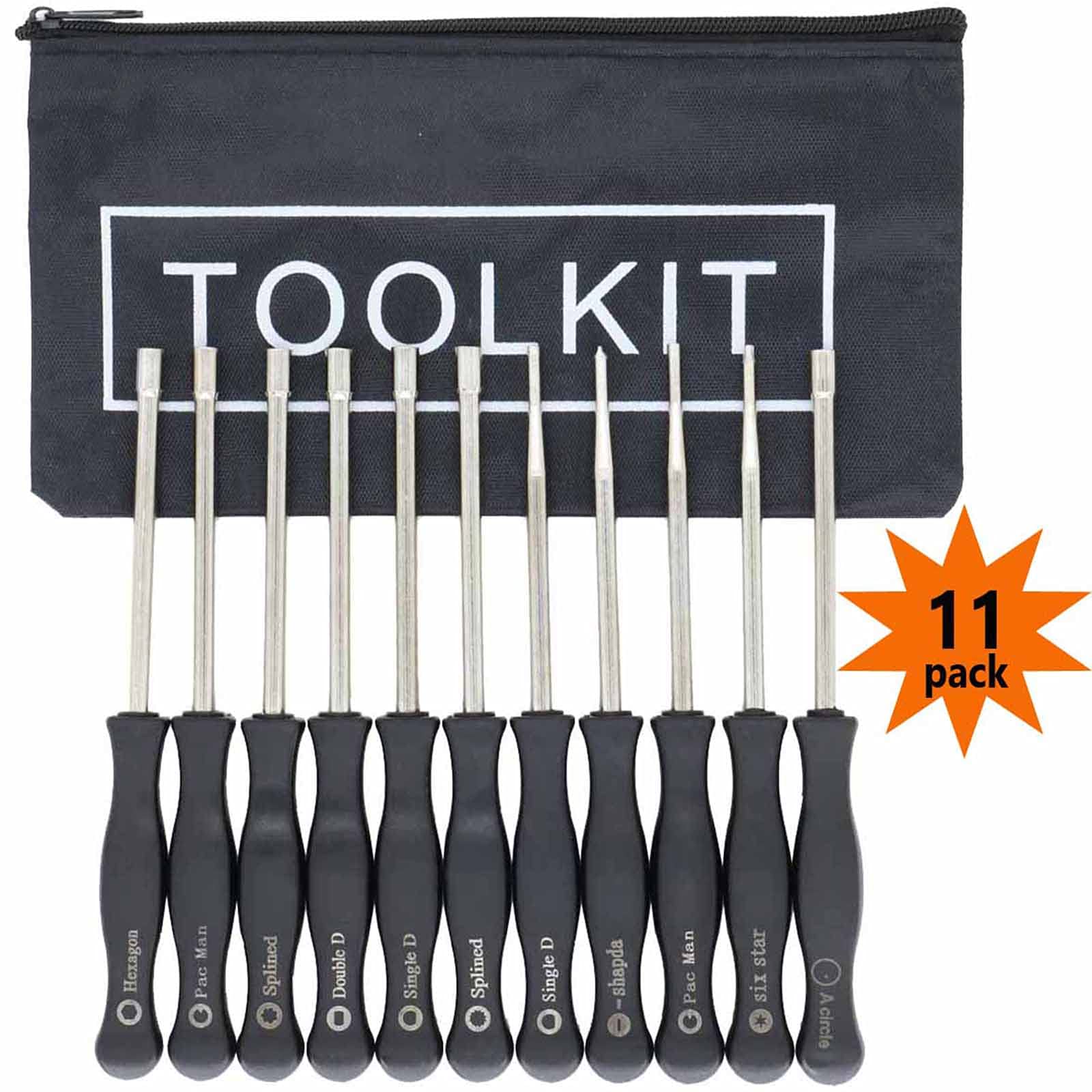 **11-Piece Carburetor Adjustment Tool Kit - Small Engine Carb Tune-Up Screwdriver Set for 2-Cycle Engines | Durable Black Tool Bag Included | Ideal for Lawn Mowers, Chainsaws & Outdoor Power Equipment**