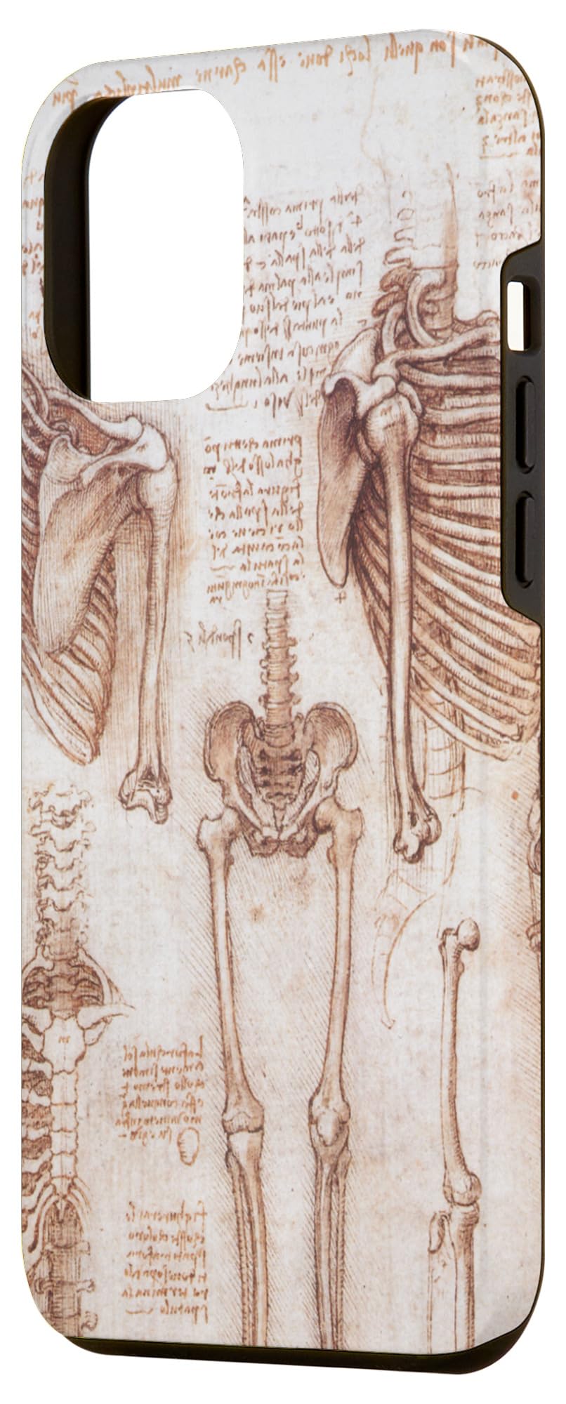 iPhone 12 Pro Max Case - Leonardo da Vinci Skeleton Anatomy Art Design - Durable Protective Phone Cover for Students, Artists & Medical Professionals - Perfect Gift for Science & Art Lovers