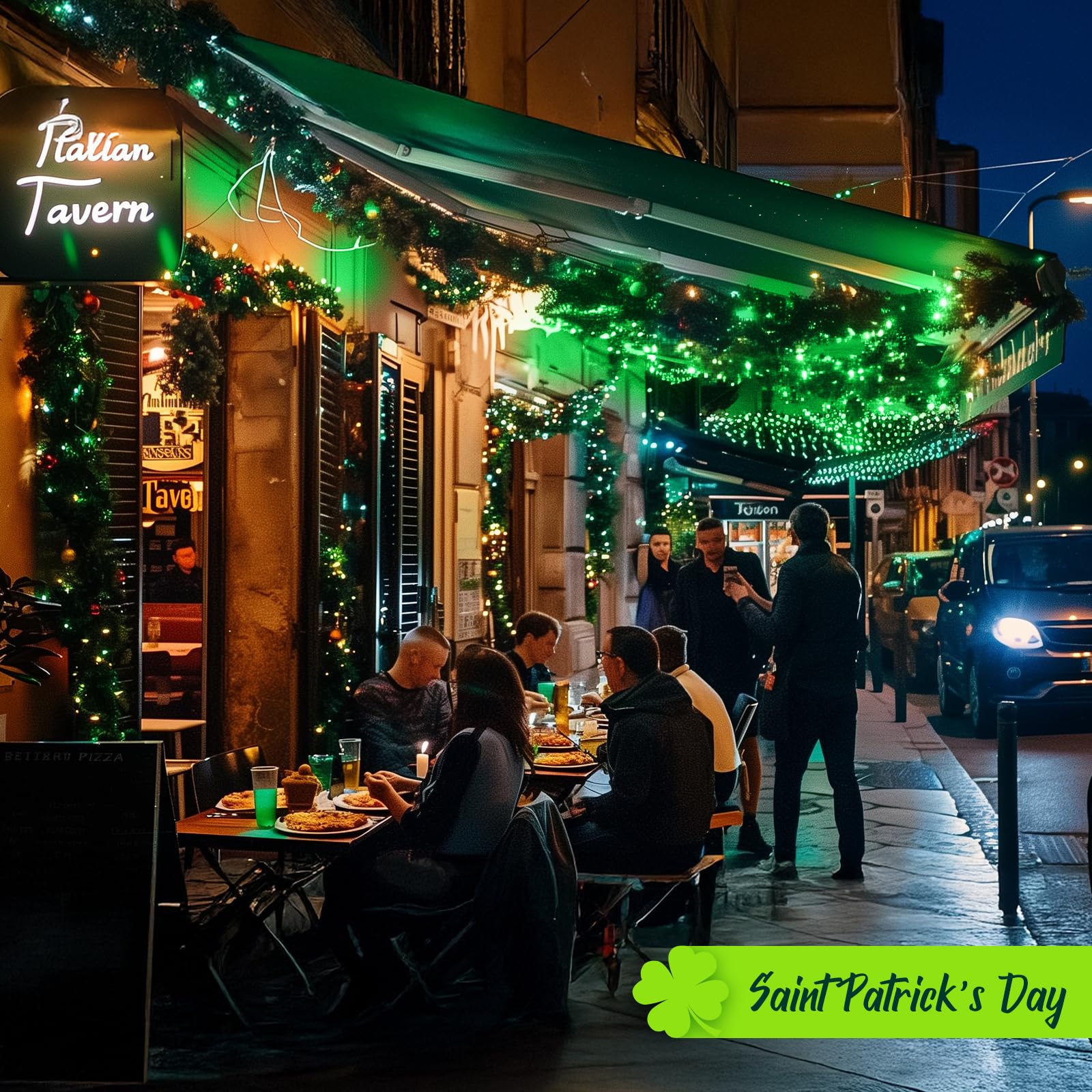 St. Patrick's Day Green String Lights - 2 Pack 50 LED Battery Operated Fairy Lights (17.8ft) with 8 Lighting Modes, Waterproof for Indoor/Outdoor Use - Perfect for Christmas Trees, Holiday Parties, Patio Decor & Home Celebration Lighting