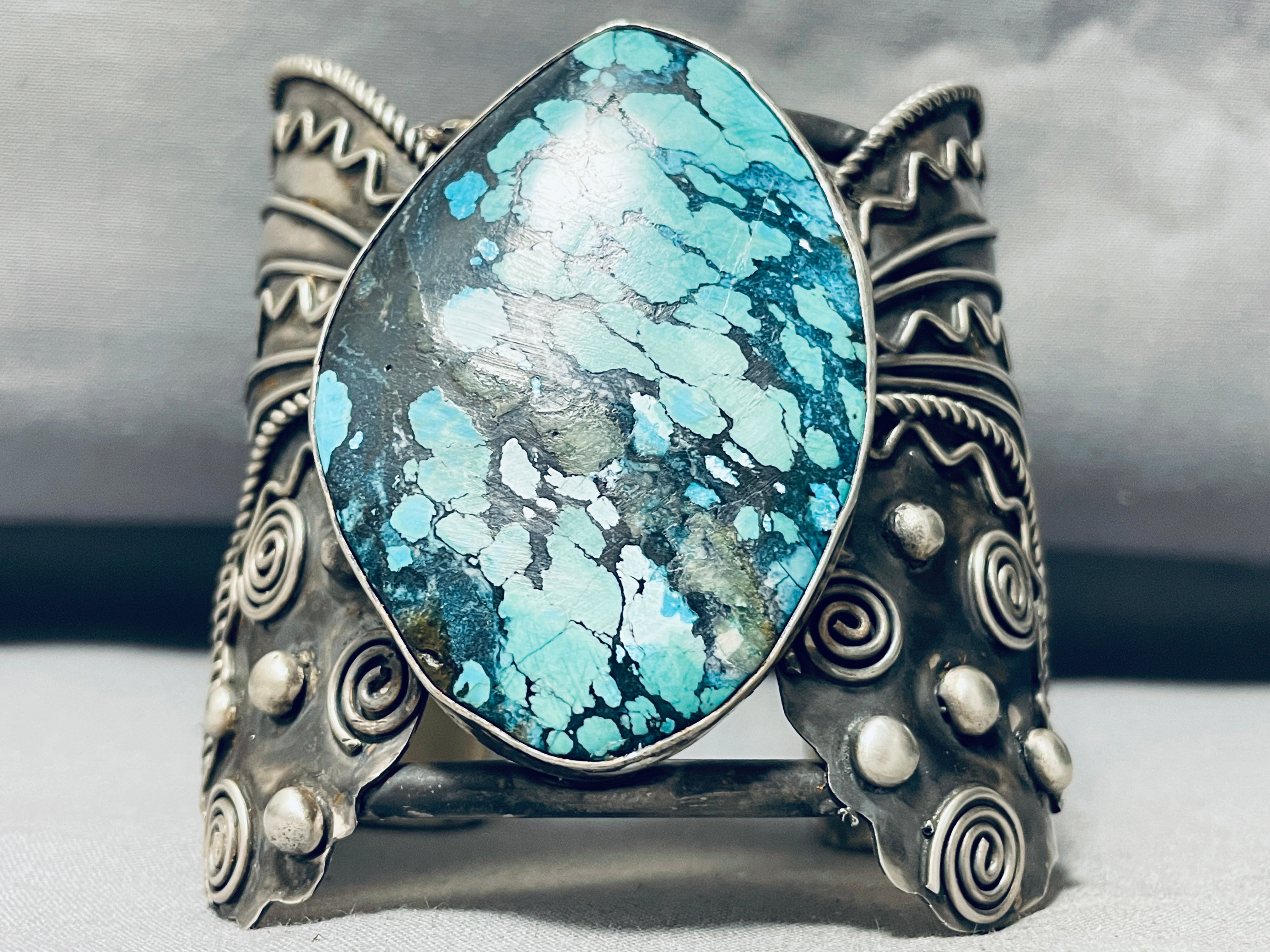 Authentic Navajo Butterfly Turquoise Sterling Silver Cuff Bracelet - 138 Grams - Handmade Native American Jewelry for Women - Perfect for Boho, Western & Festival Fashion