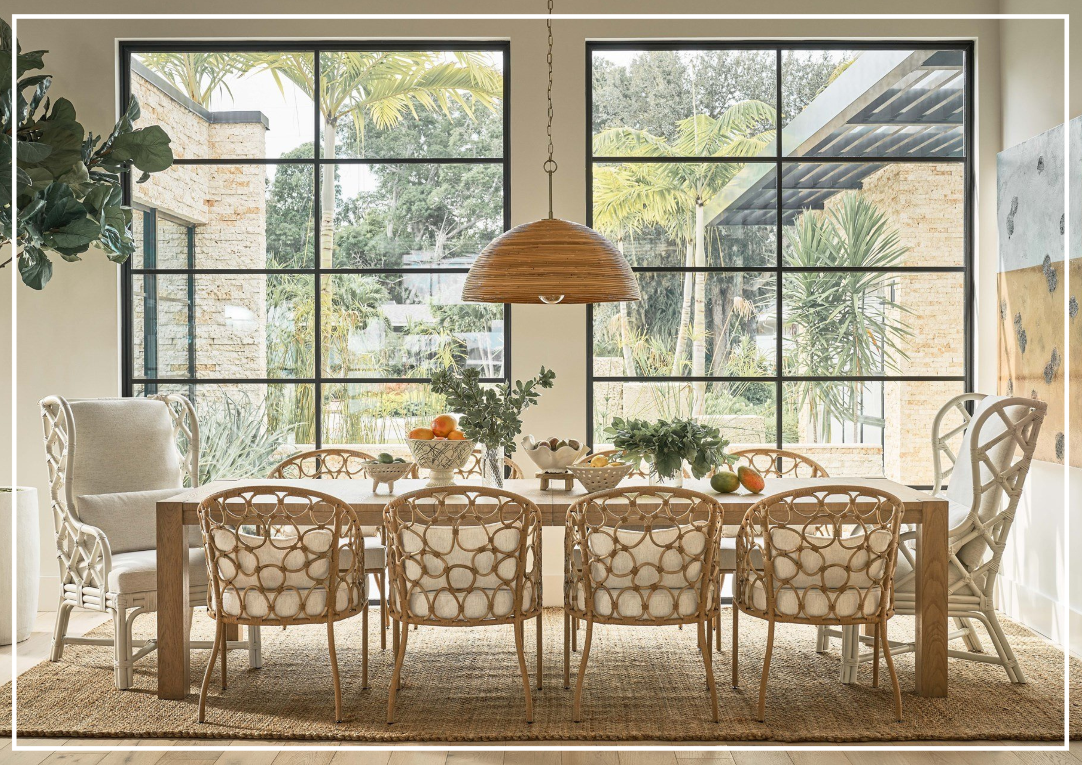 Universal Furniture Weekender Pebble Dining Chair with White Rattan Finish - Modern Rattan Accent Chair for Dining Room, Kitchen, Patio & Outdoor Use