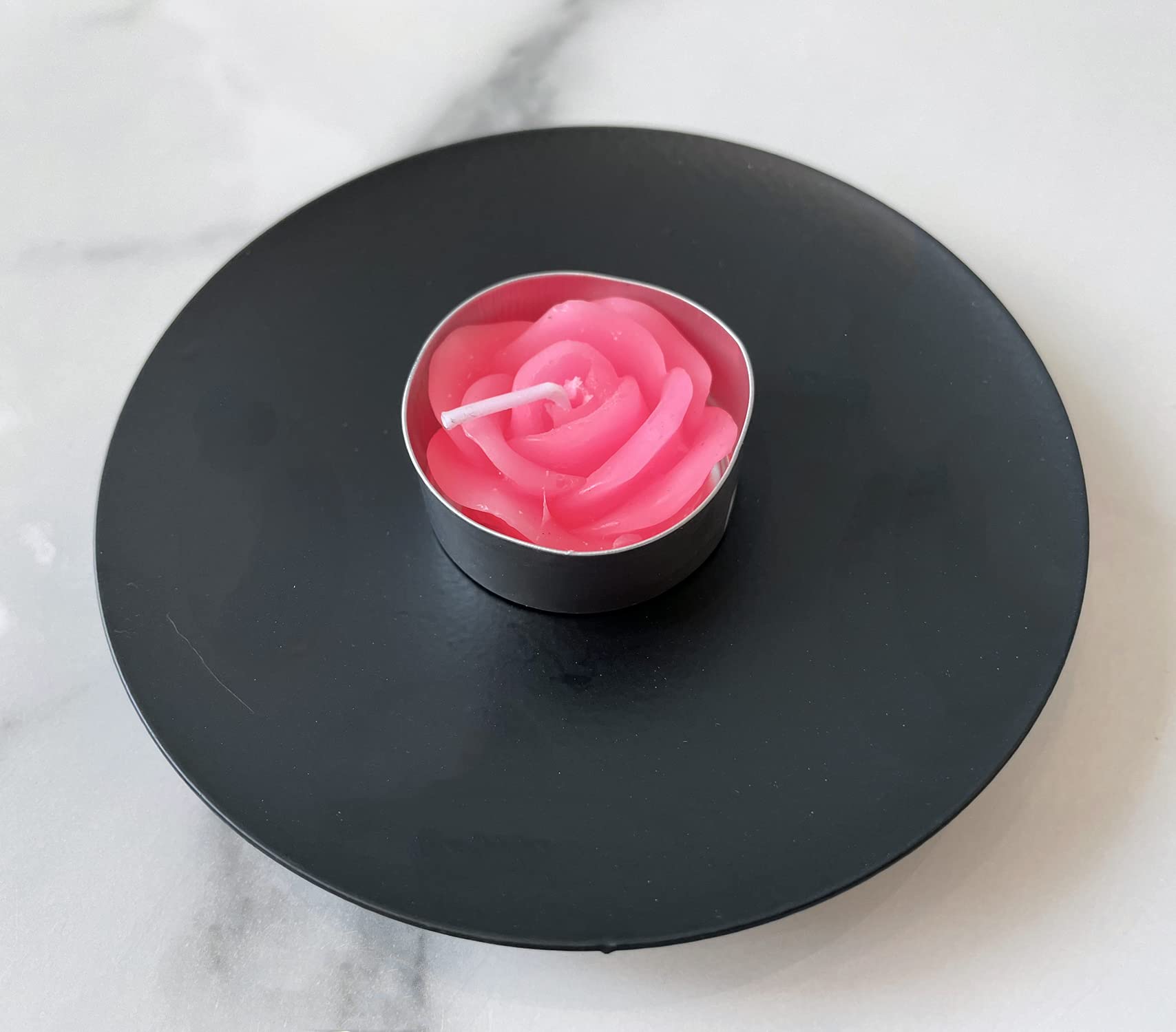 12PCS Handmade Rose Tealight Candles with 100 Silk Petals - Floral Mini Candle Discs for Wedding Decor, Anniversary, Birthday Party, Home Decoration, Spa Relaxation & Romantic Ambiance (Pink)