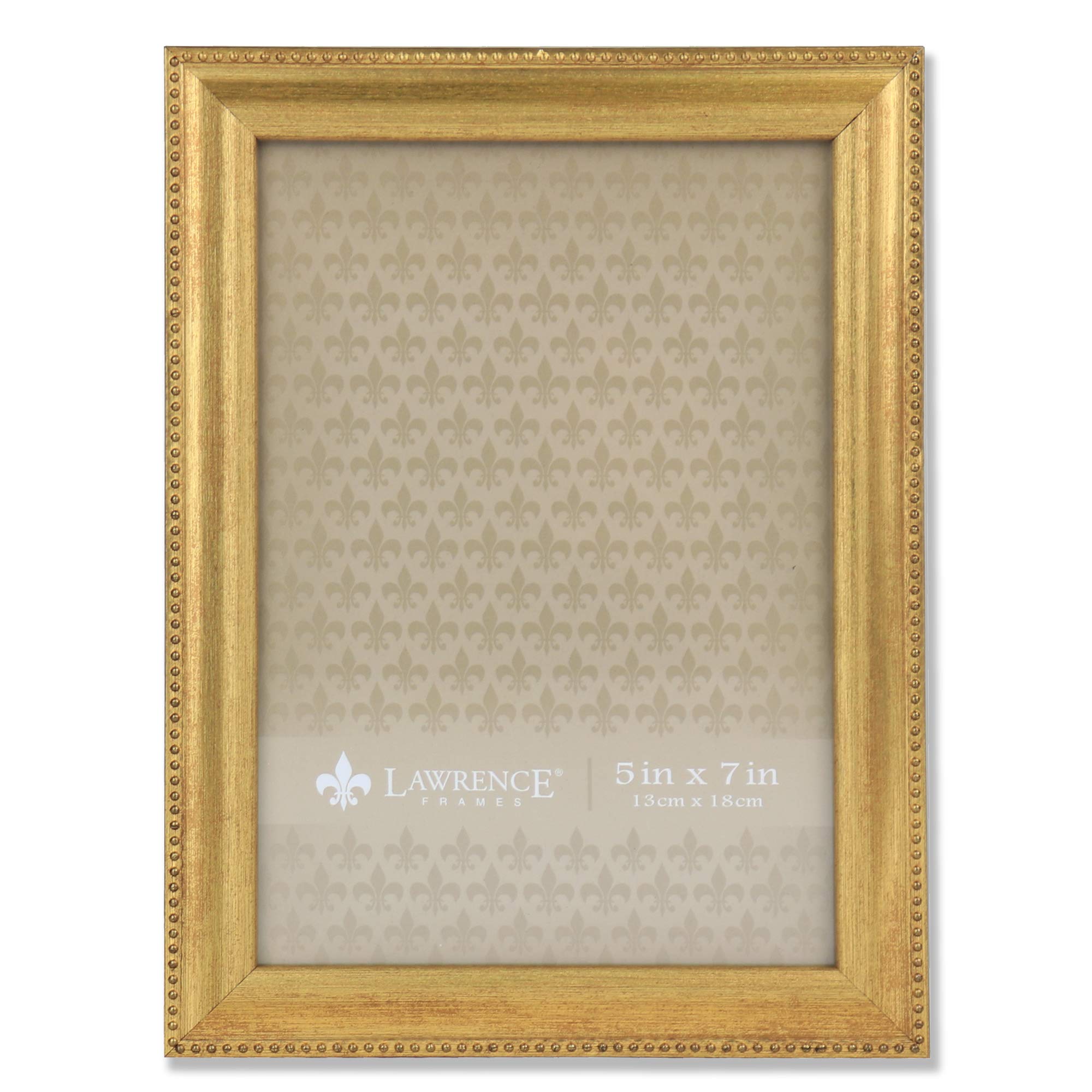 Lawrence Frames Classic Bead Picture Frame 5x7 Inch - Elegant Gold Photo Frame for Wall or Tabletop Display - Perfect for Family Photos, Wedding Pictures, and Home Decor
