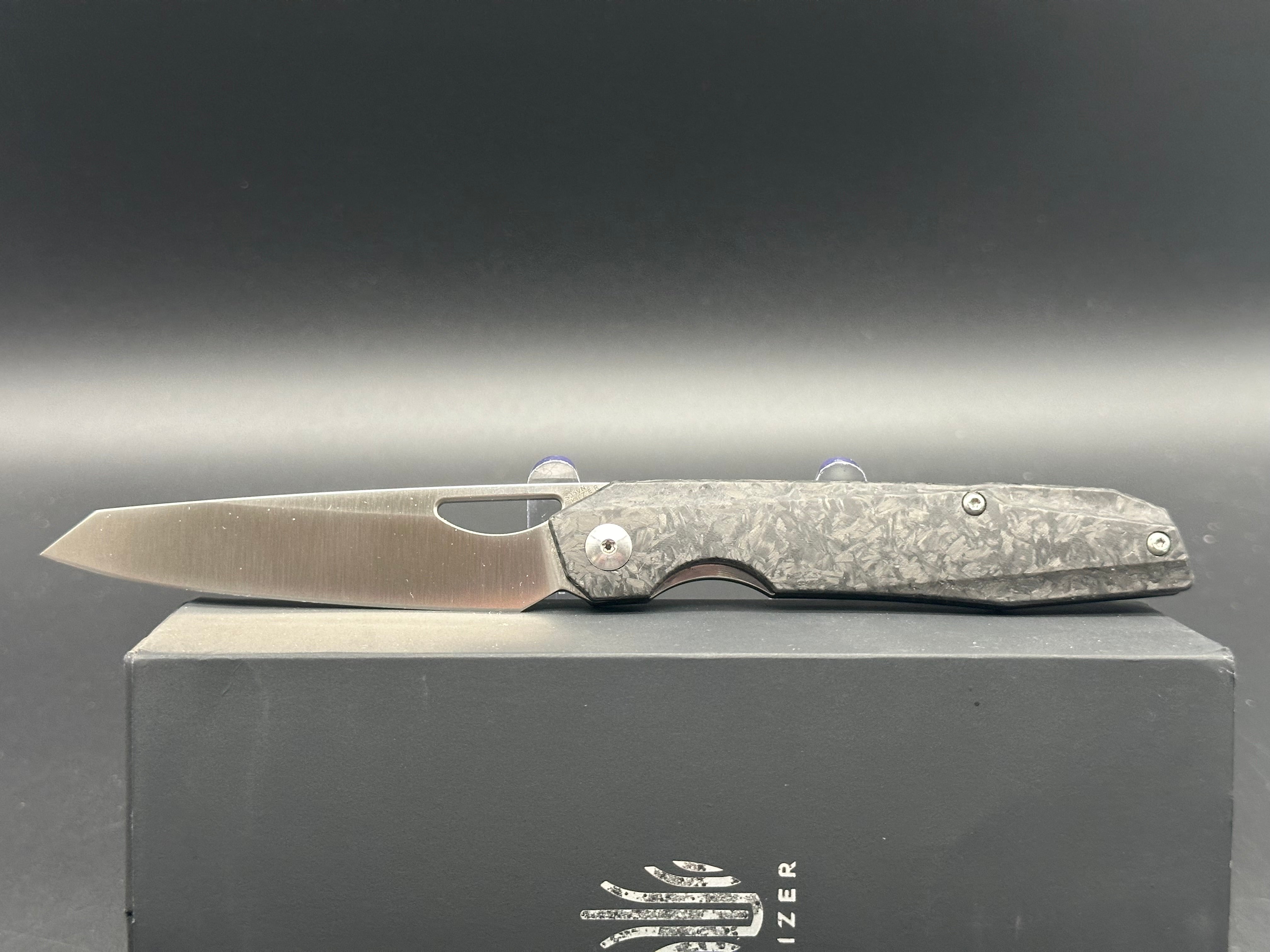 Kizer Genie Liner Lock Folding Knife - Premium Carbon Fiber Handle, 3.40