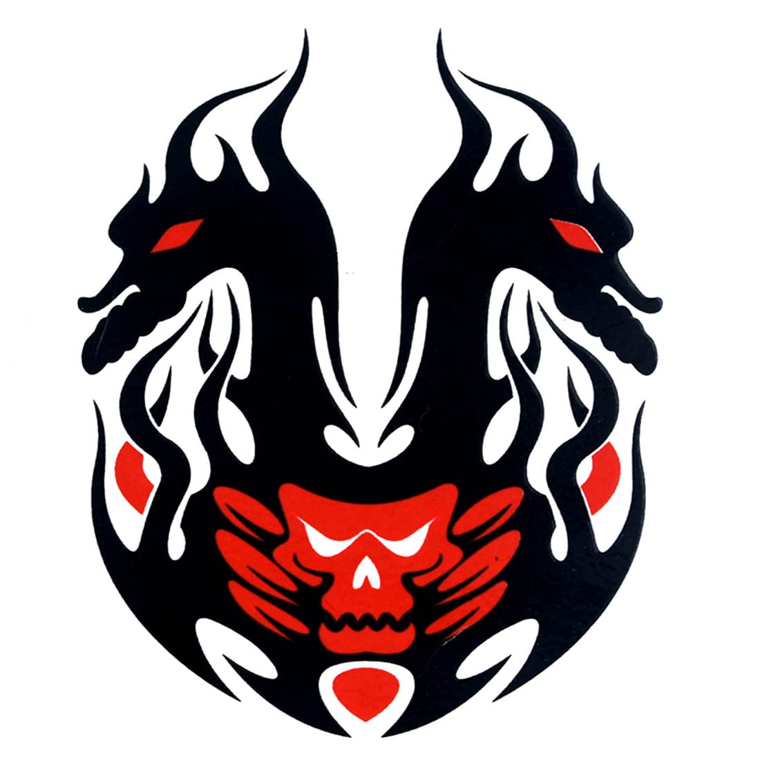 AFH Two Dragon Waterproof Temporary Tattoo Stickers - Black & Red Body Art for Men & Women | Perfect for Parties, Cosplay & Halloween Costumes
