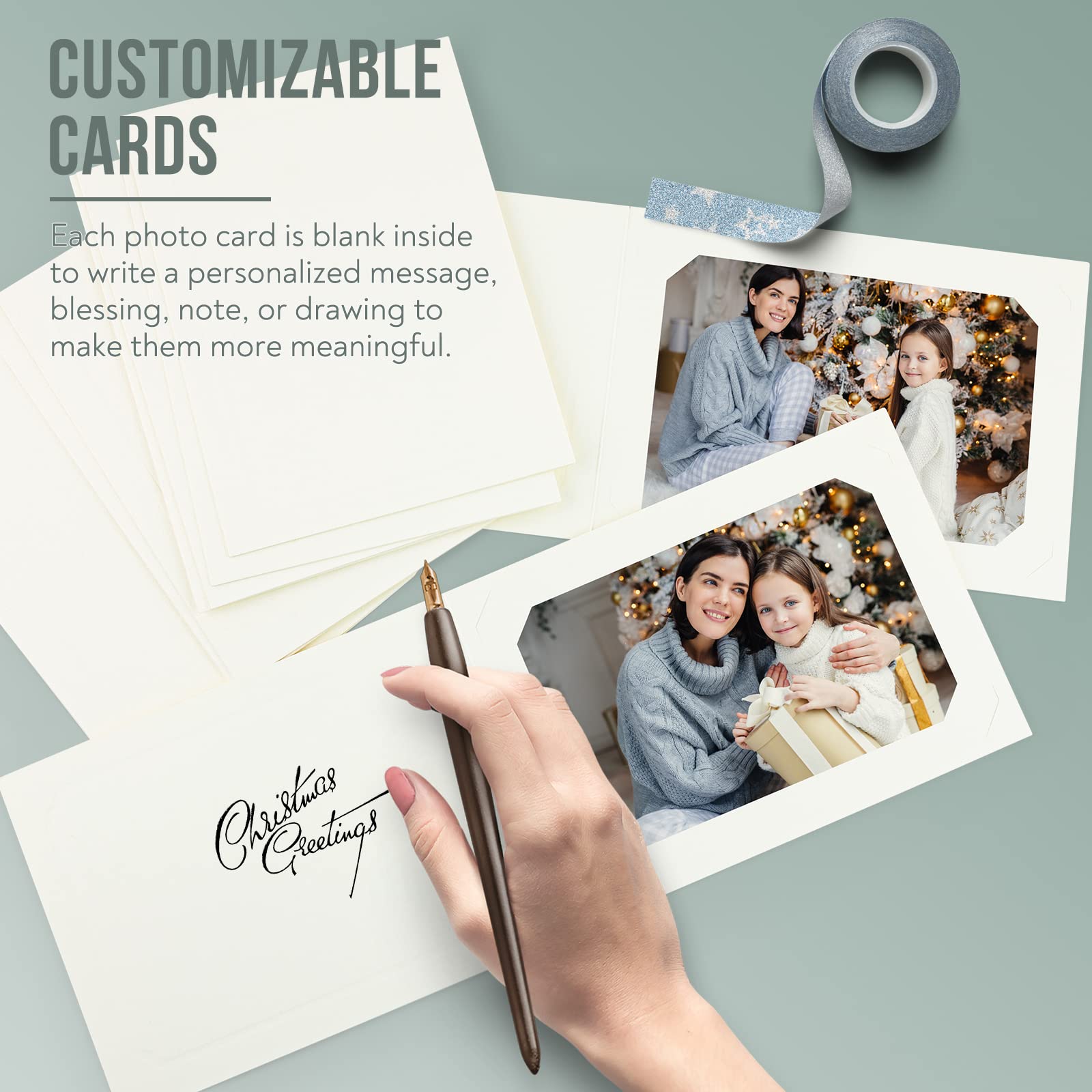 Golden State Art 25-Pack 4x6/5x7 Photo Folders - Ivory Cardboard Picture Frames & Paper Frame Cards for Greetings, Invitations, Graduation, Christmas, Wedding | Perfect for Scrapbooking, Memory Keeping & Special Event Decorations
