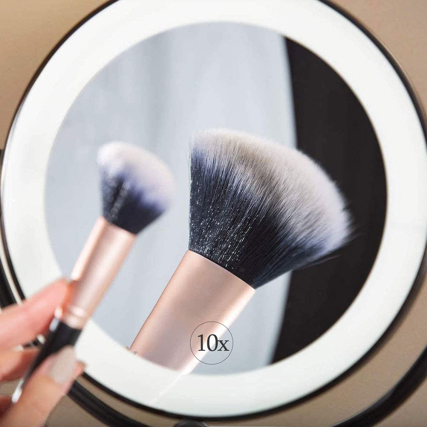 10X Magnification Wall Mounted Makeup Mirror - 8 Inch Double Sided Vanity Mirror with LED Lights, USB Rechargeable, Matte Black - Perfect for Makeup Application, Skincare Routine & Grooming - Ideal Gift for Women & Girls