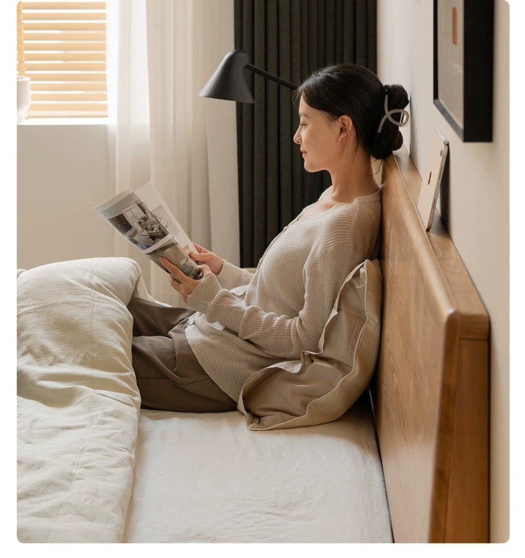 Solid Oak and Ash Wood Nordic Minimalist Floating Bed Frame - Perfect for Modern Bedroom, Guest Room, and Loft Decor