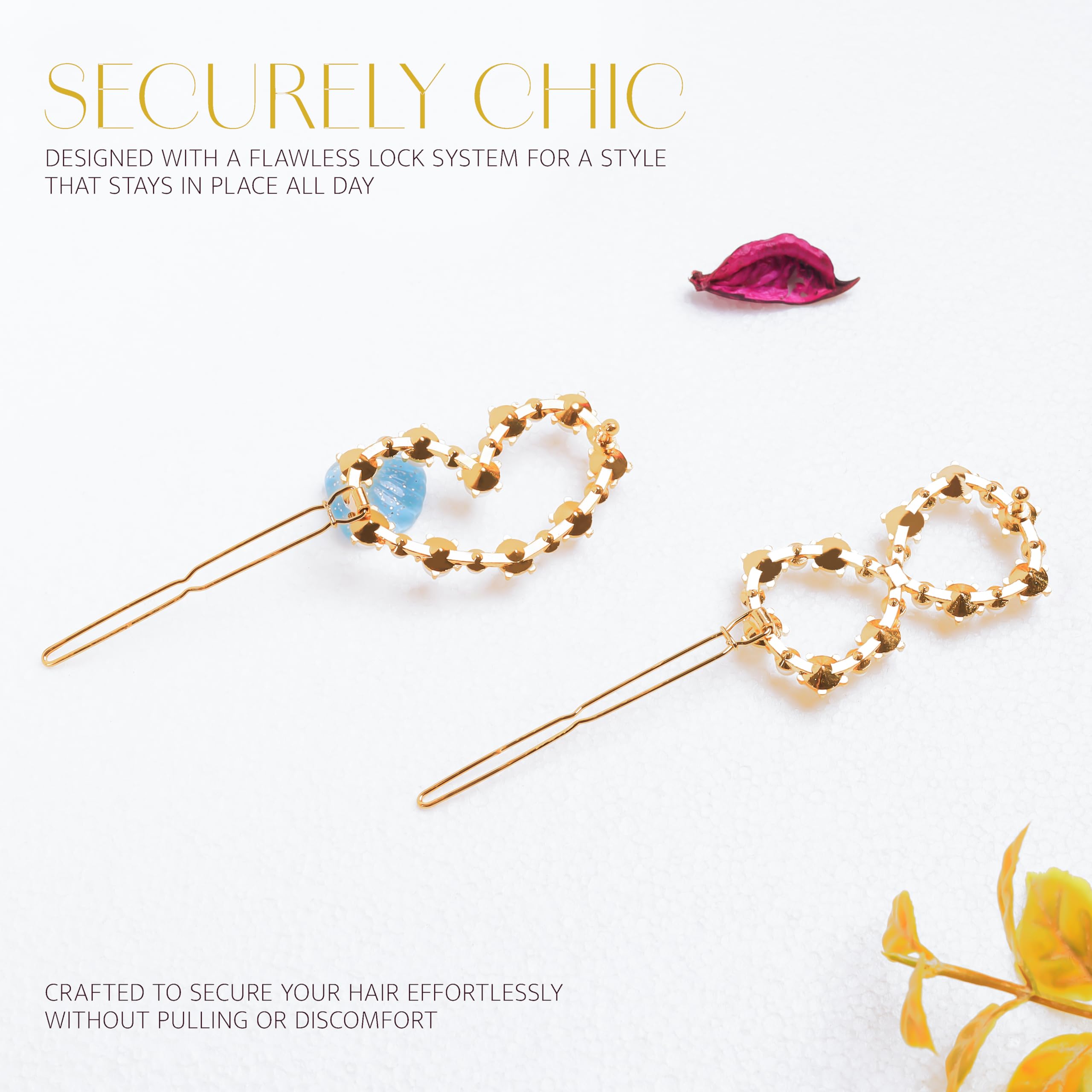 HOMEMATES 6 Pcs Pearl Hair Clips for Women - Rhinestone Crystal Letter Hair Pins for Girls & Women, Golden Crystal Hair Clips, Elegant Hair Accessories for Parties, Weddings & Daily Wear