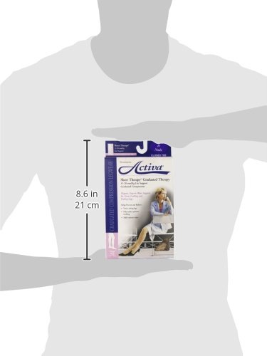 Activa Sheer Therapy 15-20 mmHg Thigh High Compression Stockings with Lace Top - Nude Color, Size D - Perfect for Varicose Vein Relief & Post-Surgery Recovery