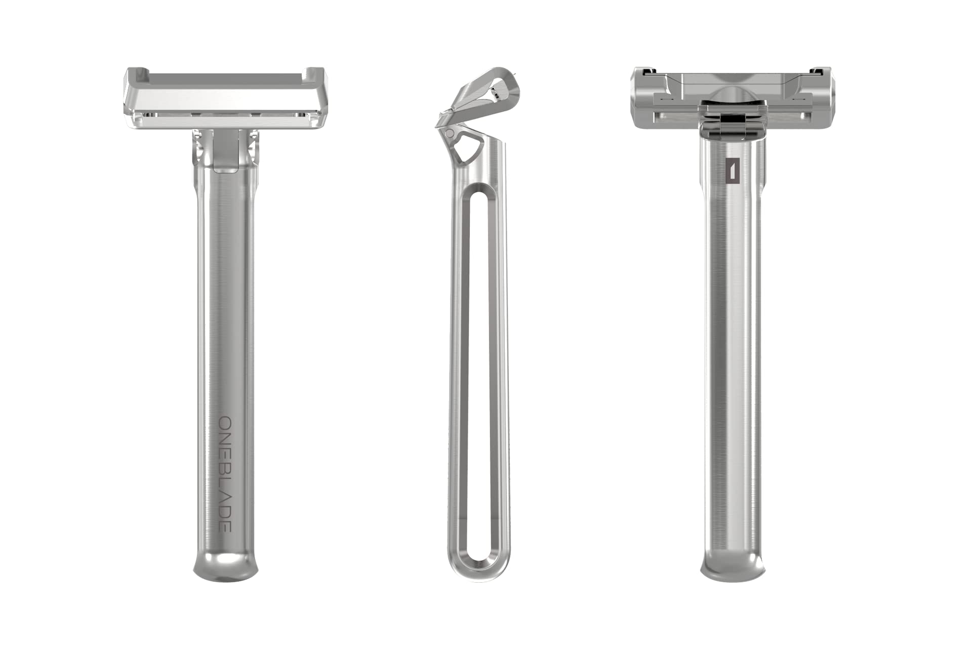 OneBlade Genesis Single Blade Safety Razor for Men - Premium Stainless Steel Pivoting Head Razor with Stand & 10 Japanese Feather FHS Blades - Best for Thick Coarse Beard & Sensitive Skin - Perfect for Daily Shaving, Travel & Gift Giving