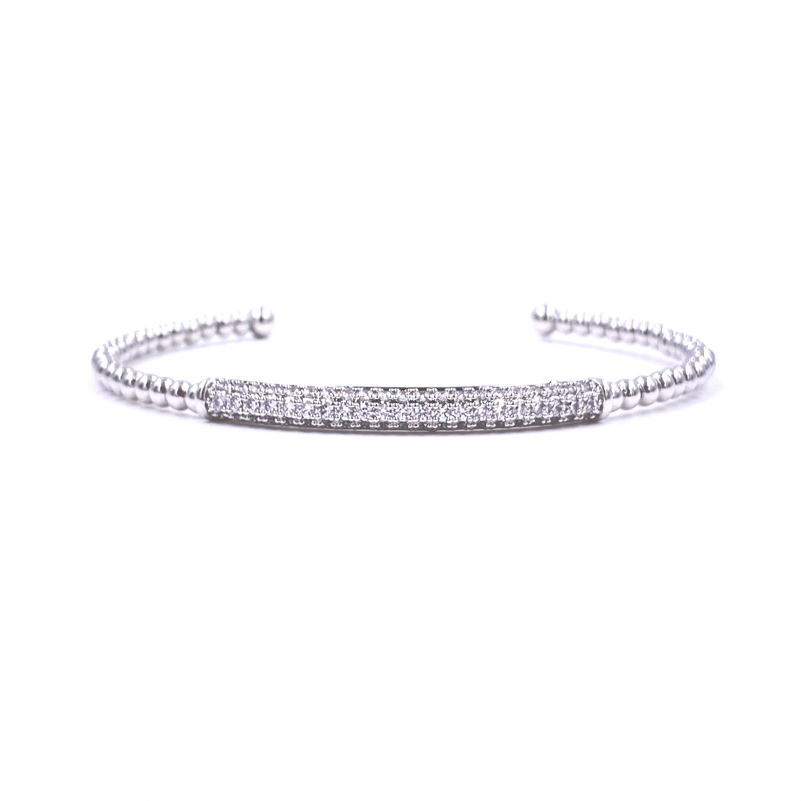 Ashley Gold Stainless Steel CZ Bar Open Bangle Bracelet for Women - Elegant Cubic Zirconia Fashion Jewelry Gift for Birthday, Anniversary & Special Occasions