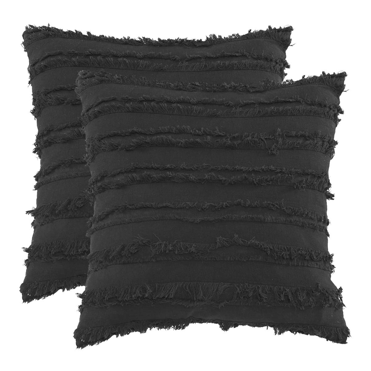 GIGIZAZA 20x20 Inch Black Cotton Linen Throw Pillow Covers for Couch, Sofa & Bed - Soft Square Decorative Cushion Covers for Living Room, Bedroom & Home Decor