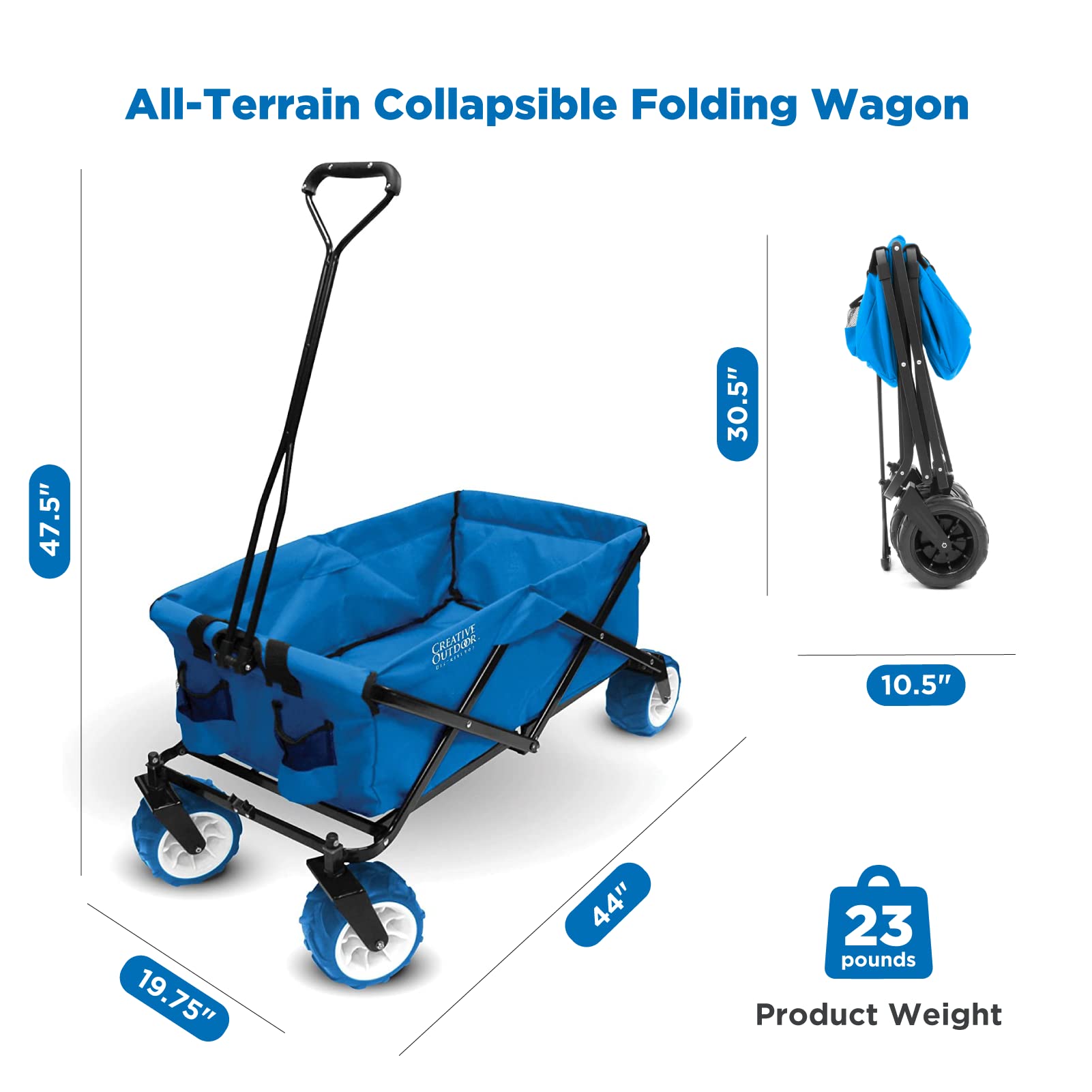 Best Collapsible Outdoor Wagon for Kids - All Terrain Push Pull Stroller Cart for Beach, Park, Garden, Camping & Sports | Portable Cargo Carrier for Family Outings, Picnics and Shopping