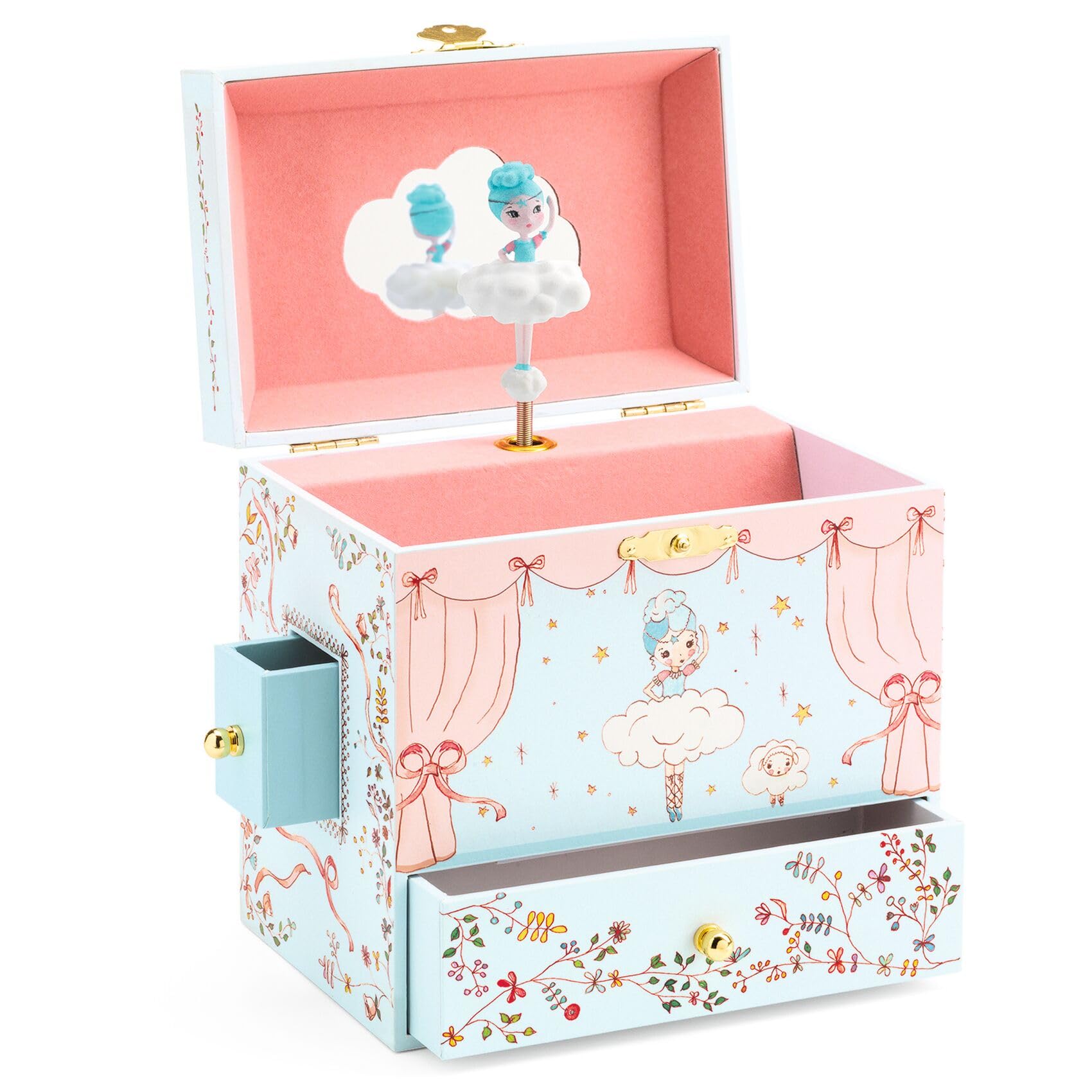 DJECO Ballerina on Stage Wooden Music Jewelry Box - Perfect for Ballet Gifts, Jewelry Storage & Kids' Room Decor